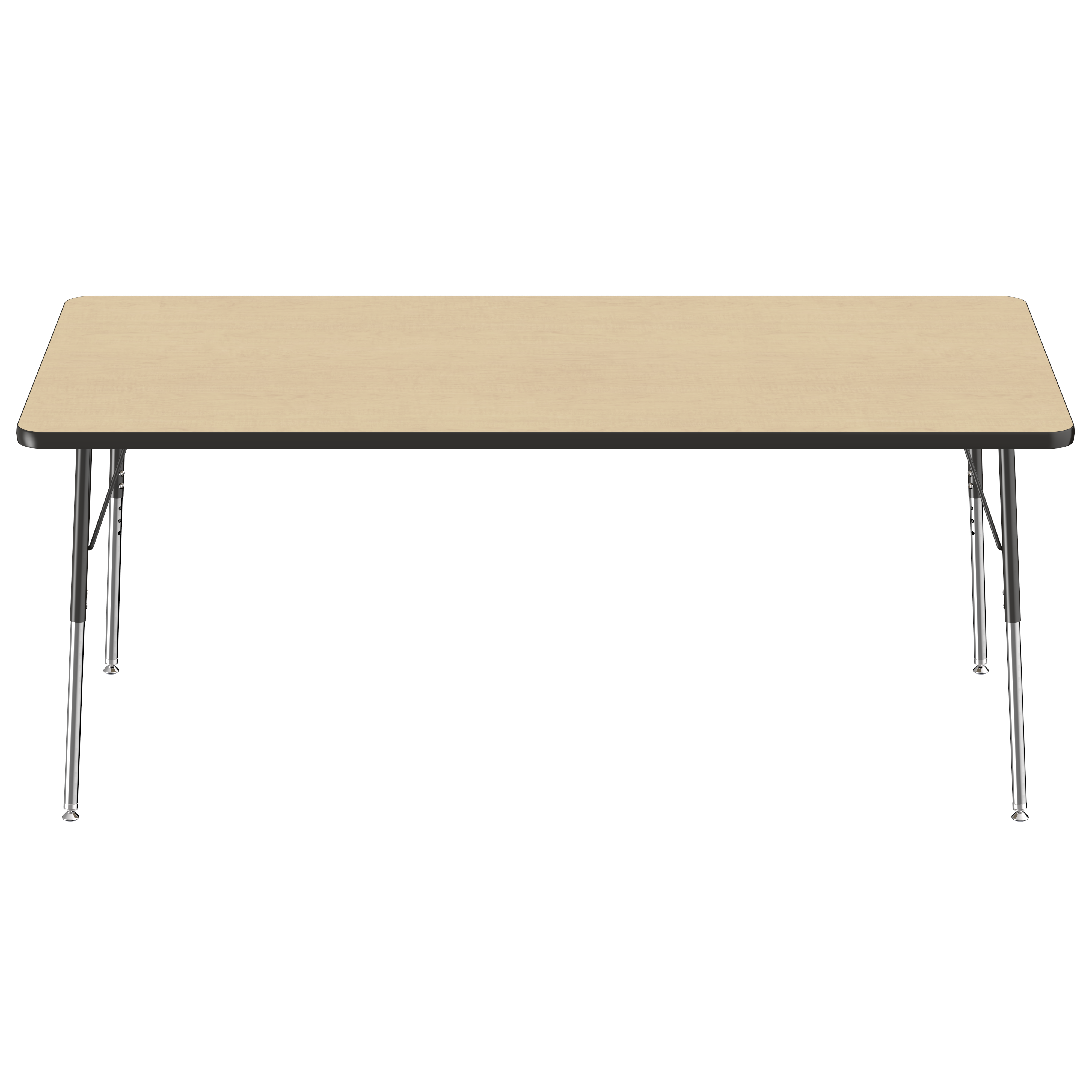 36" x 72" Rectangle T-Molding Activity Table with Adjustable Standard Swivel Glide Legs - Maple/Black