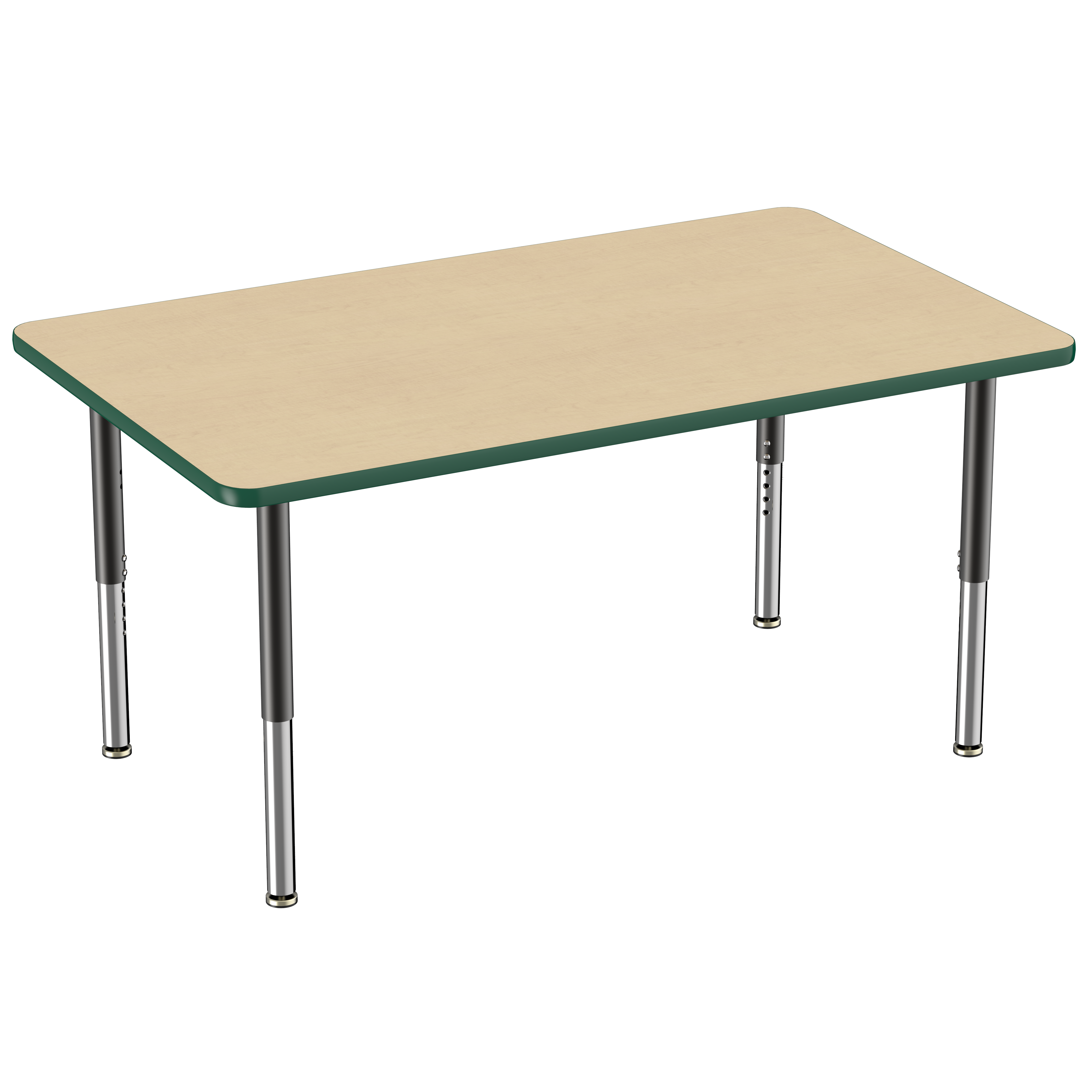36" x 60" Rectangle T-Molding Activity Table with Adjustable Super Legs - Maple/Green/Black