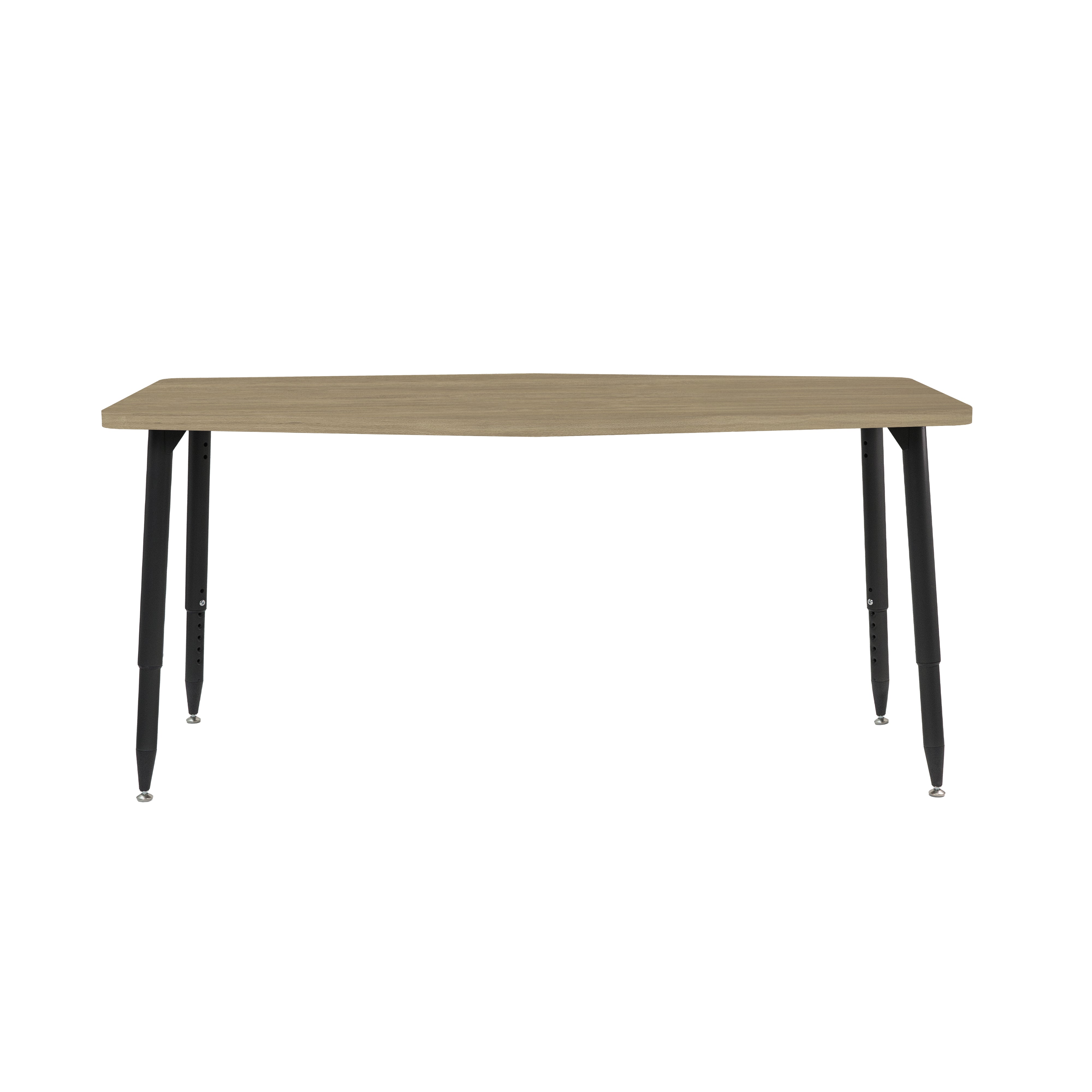 Adapte 34" x 60" Long Hexagon Woodgrain Activity Table with Adjustable Tapered Legs - Pasadena Oak/Black
