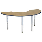 36" x 72" Half Moon Thermofused Activity Table with Adjustable Super Legs - Pasadena Oak/Navy/Silver