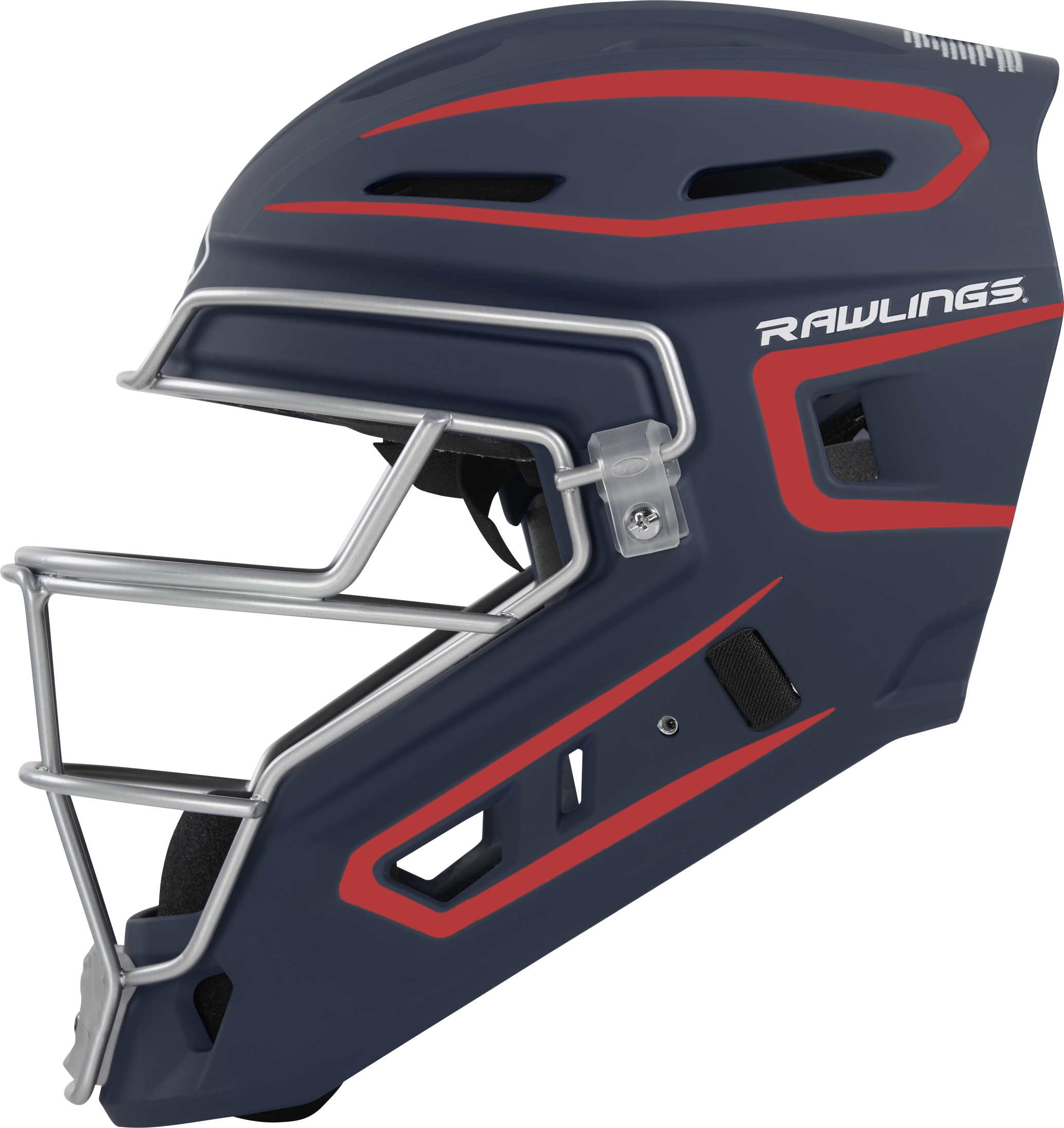 Rawlings Velo 2.0 Matte Junior Catchers Helmet - Navy/Scarlet