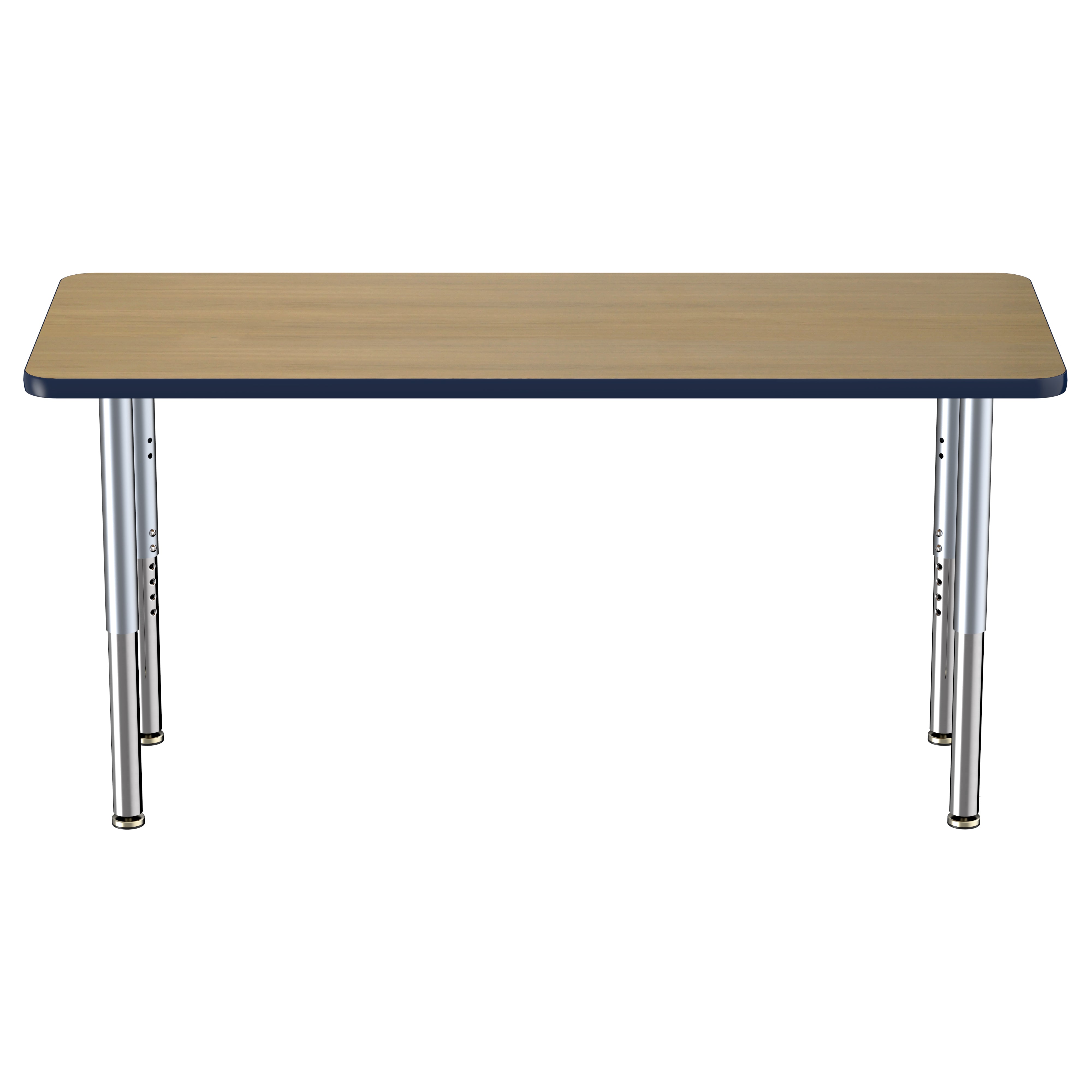 24" x 60" Rectangle Thermofused Activity Table with Adjustable Super Legs - Pasadena Oak/Navy/Silver
