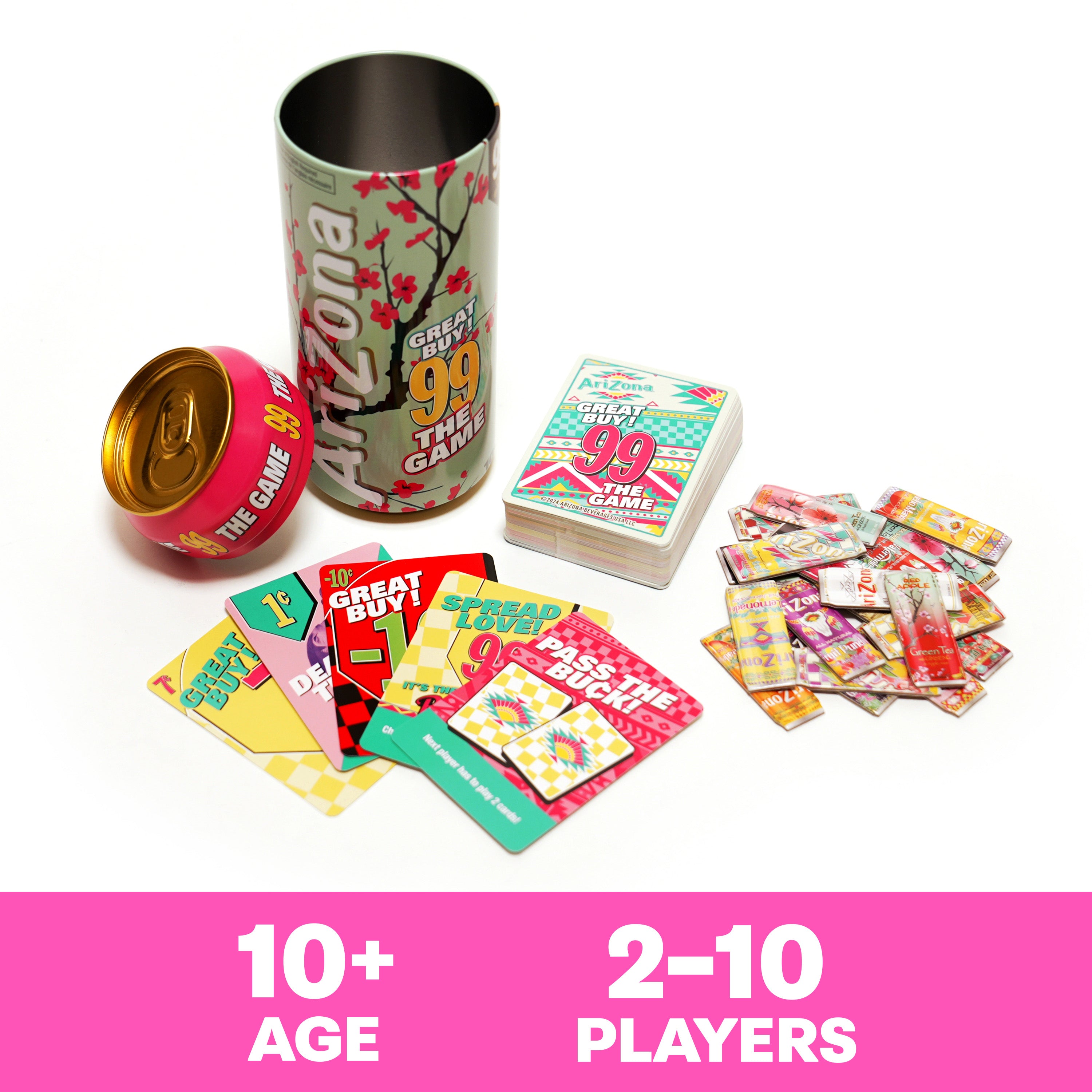 Spin Master Games, Arizona 99: The Game – The Official AriZona Iced Tea Party Game, Card Games for Family Game Night, 2-10 Players, Ages 10 and up