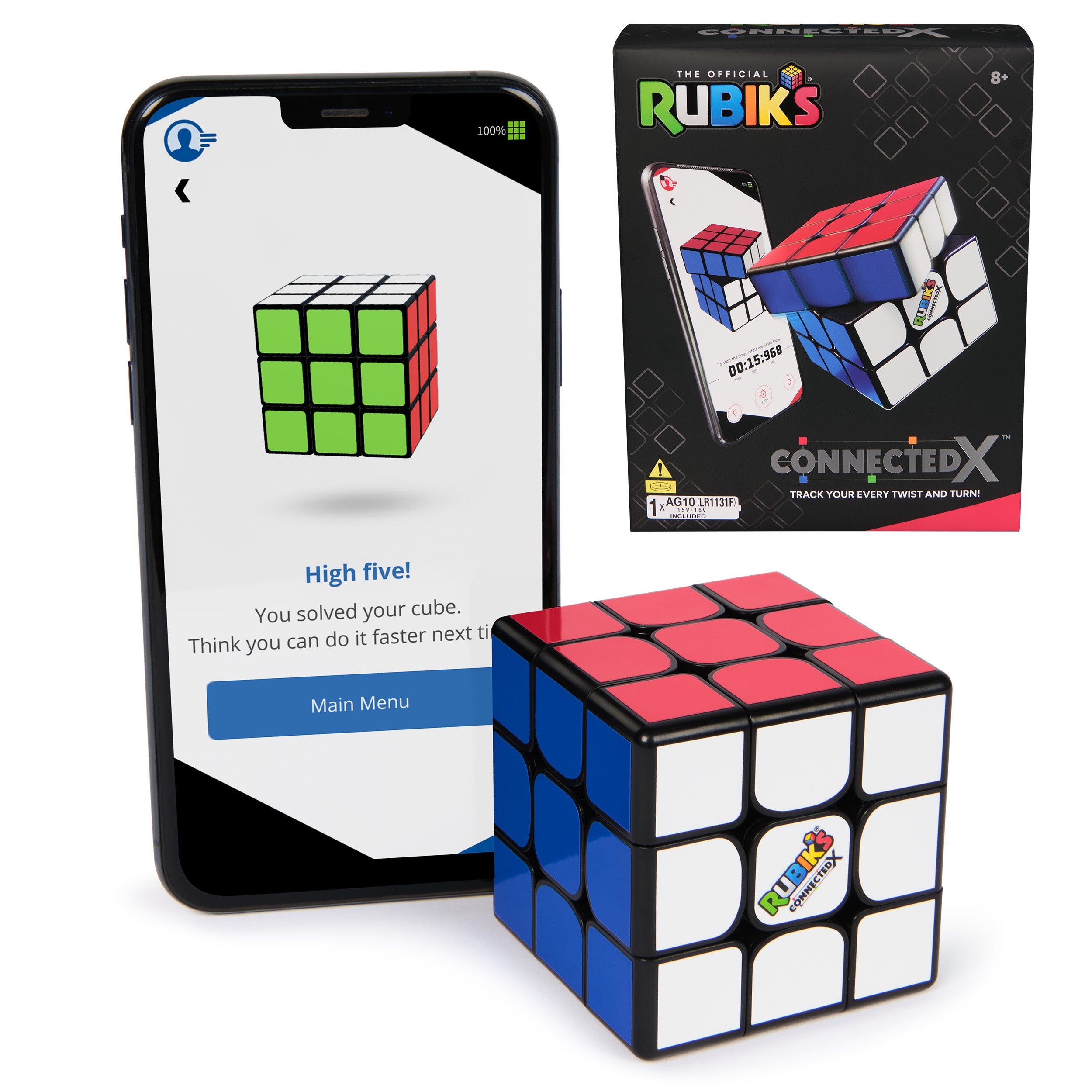 Rubik's Cube, The Official Rubik’s ConnectedX, Bluetooth-Enabled 3x3 Speed Cube with Guided Learning App for Beginners, Brain Teaser Fidget Toy & Puzzle for Adults, Teens, & Kids, for Ages 8 & Up