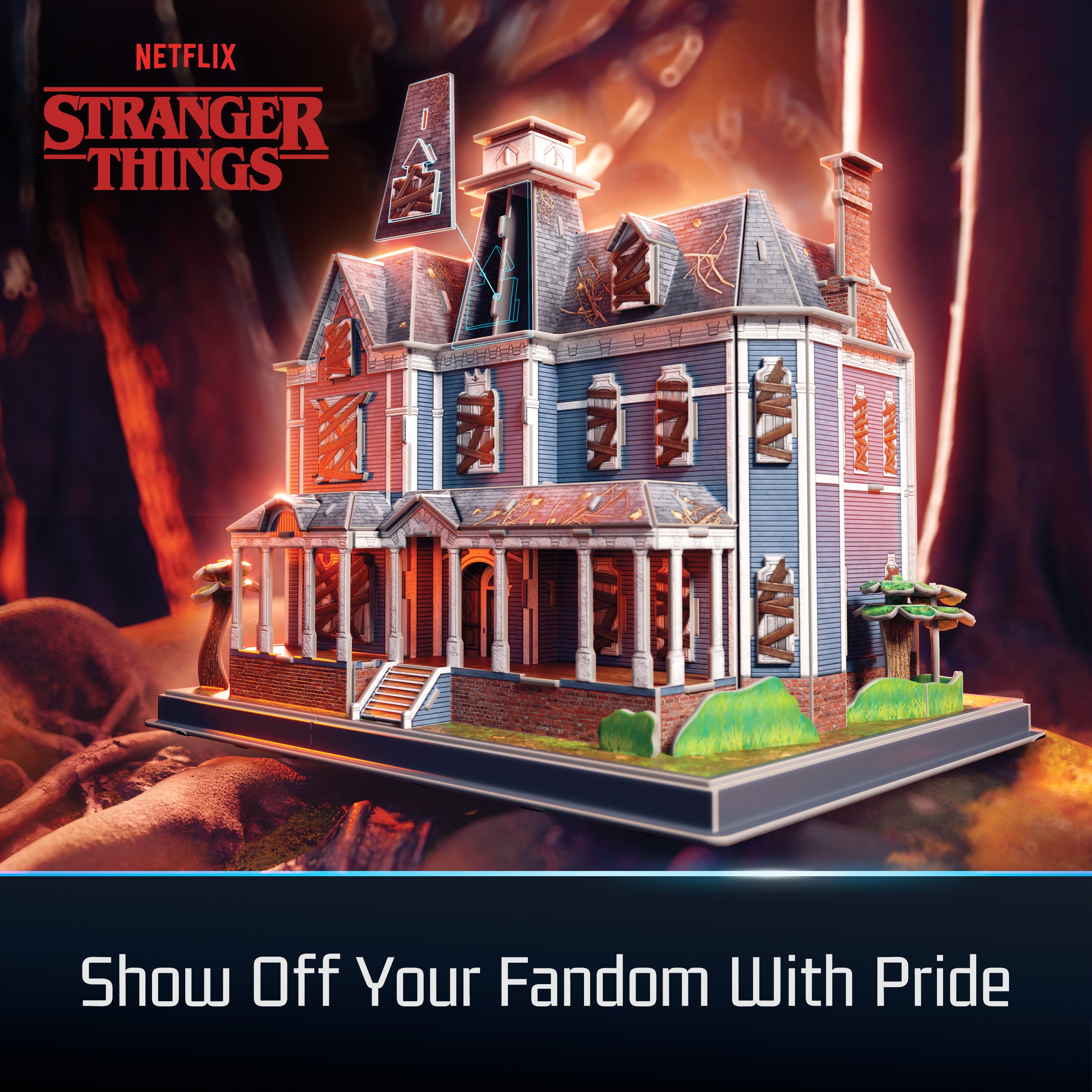 4D Build, Stranger Things Creel House 3D Model Kit with Stand, Stranger Things Collectibles & Desk Decor, Adult Puzzle, Building Toys, 3D Puzzles for Adults & Teens, 179 Pieces, for Ages 12 & Up