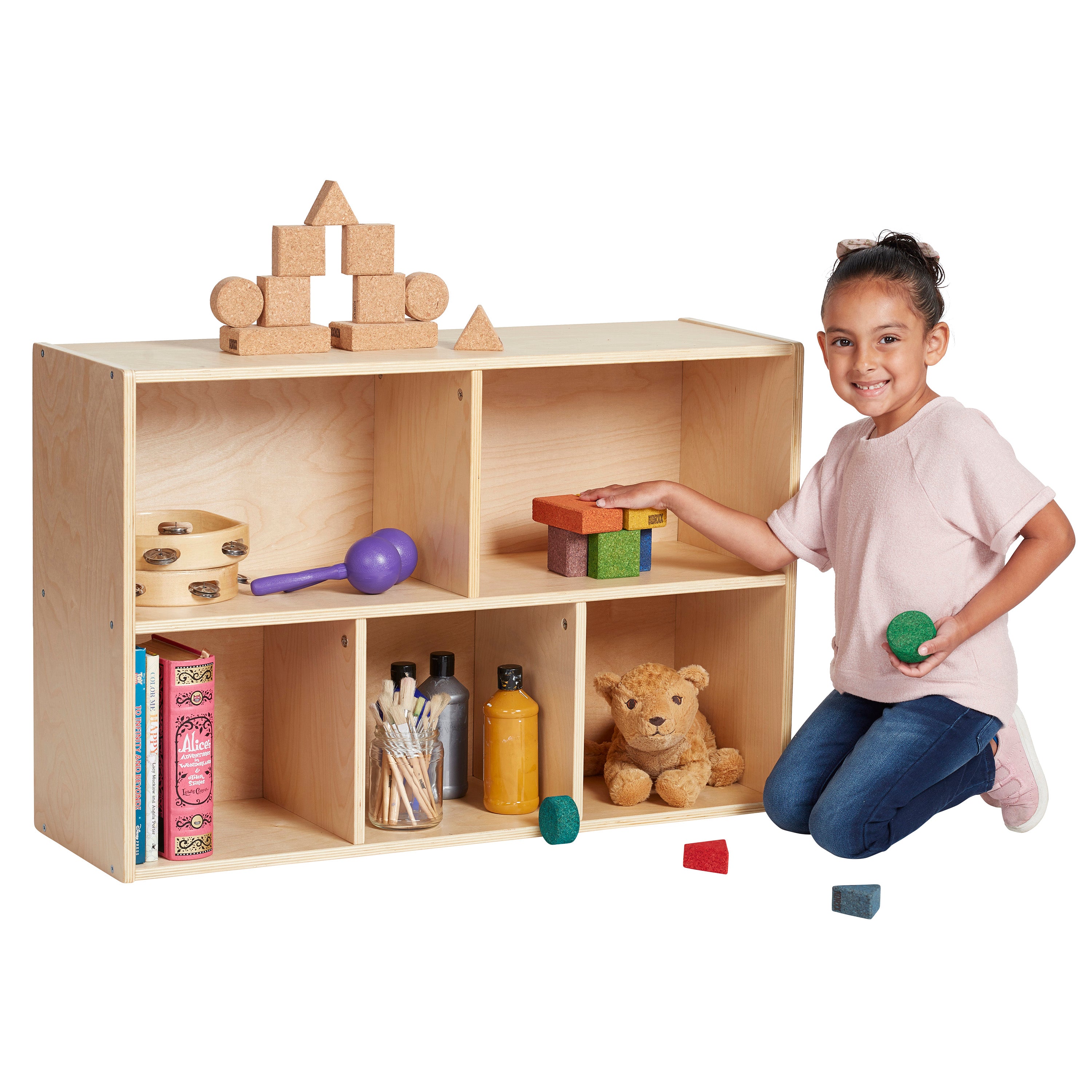 Streamline 5-Compartment Storage Cabinet 24in H - Natural