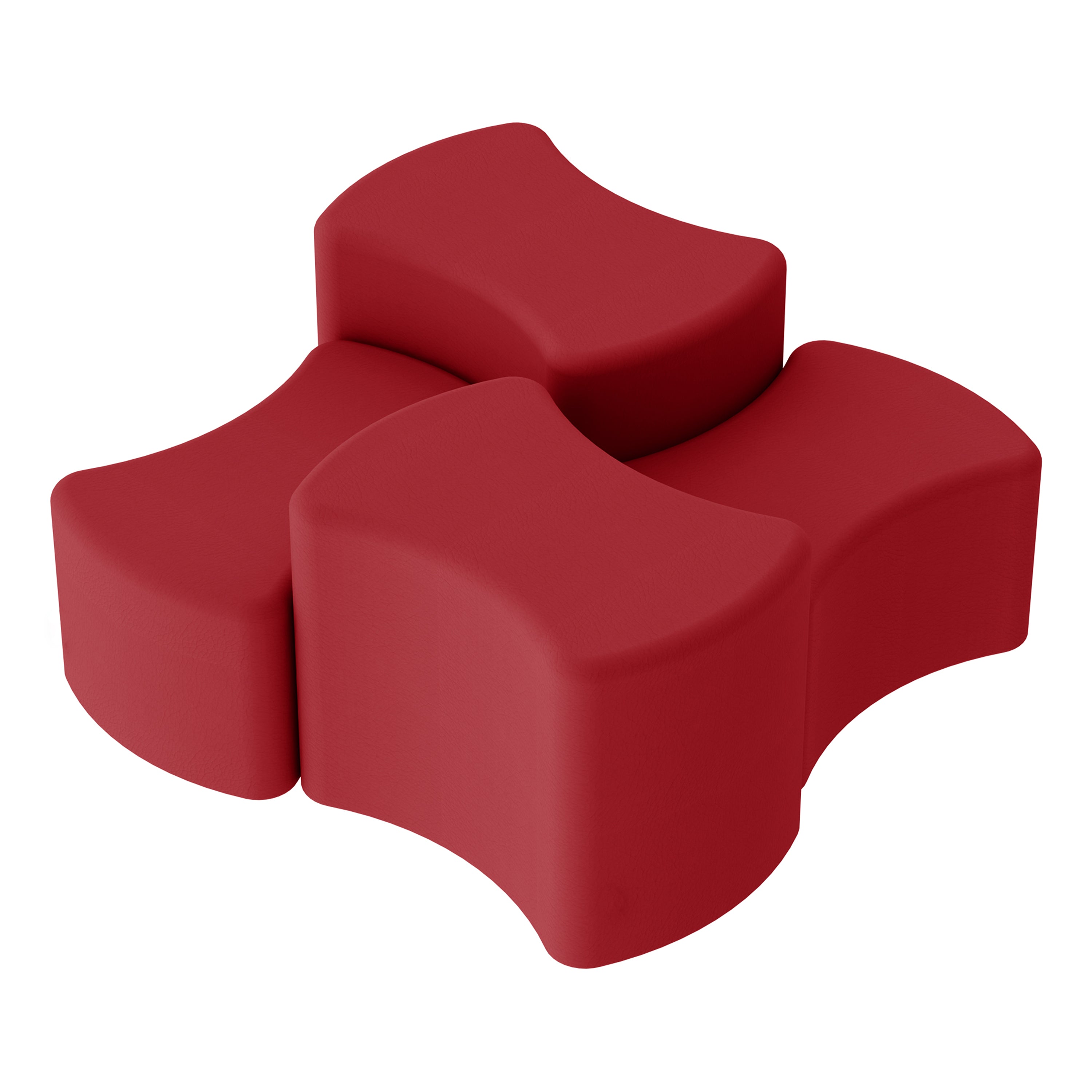 Pro Series Upholstered Bowtie Ottoman, 4-Piece - Crimson