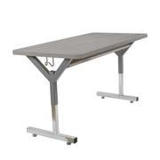 20" x 48" Rectangle Thermofused Table Desk with Adjustable Y-Frame - Light Gray Wood/Silver