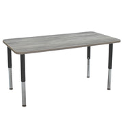 30" x 60" Rectangle La Madera Activity Table with Adjustable Super Legs - Light Gray Wood/Black