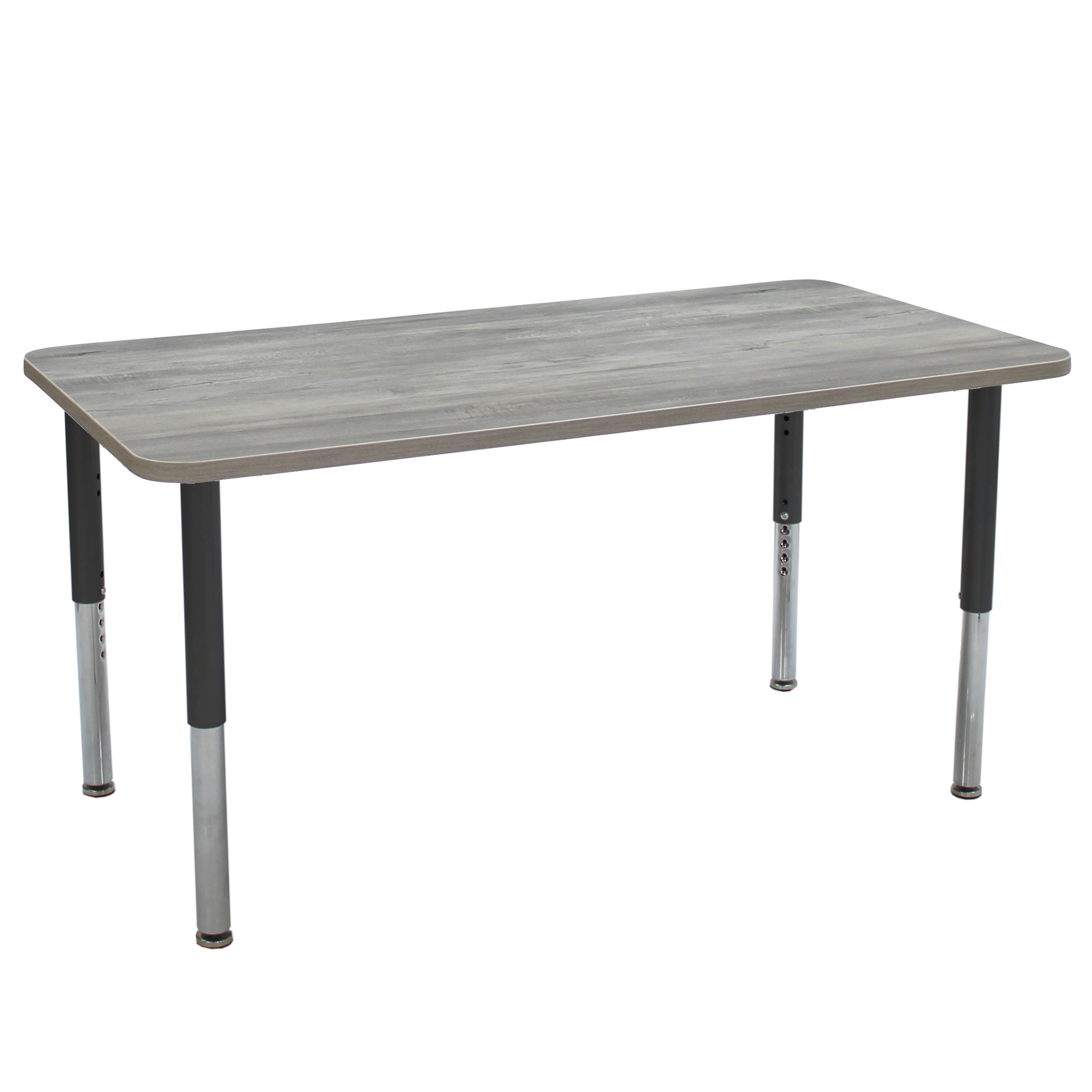 30" x 60" Rectangle La Madera Activity Table with Adjustable Super Legs - Light Gray Wood/Black