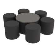 Pro Series 30" Round Ottoman Table with Round 18" H Seating, 7-Piece Set - Black/Cosmic Strandz