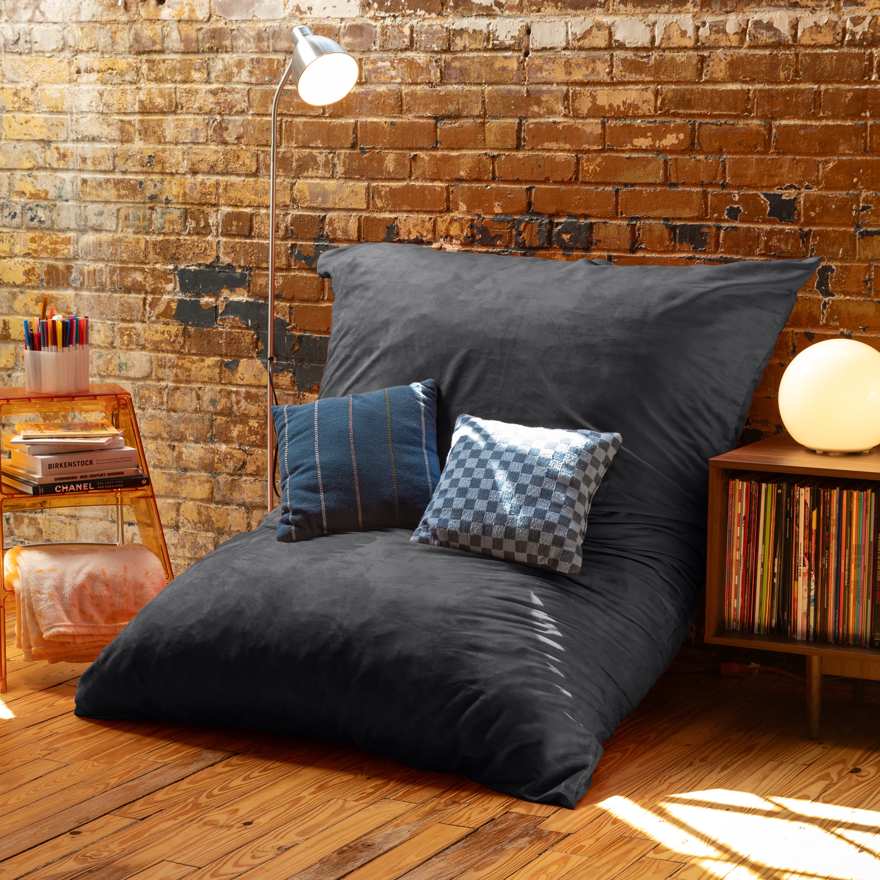 Jaxx Pillow Saxx 5.5-Foot - Huge Bean Bag Floor Pillow and Lounger, Black