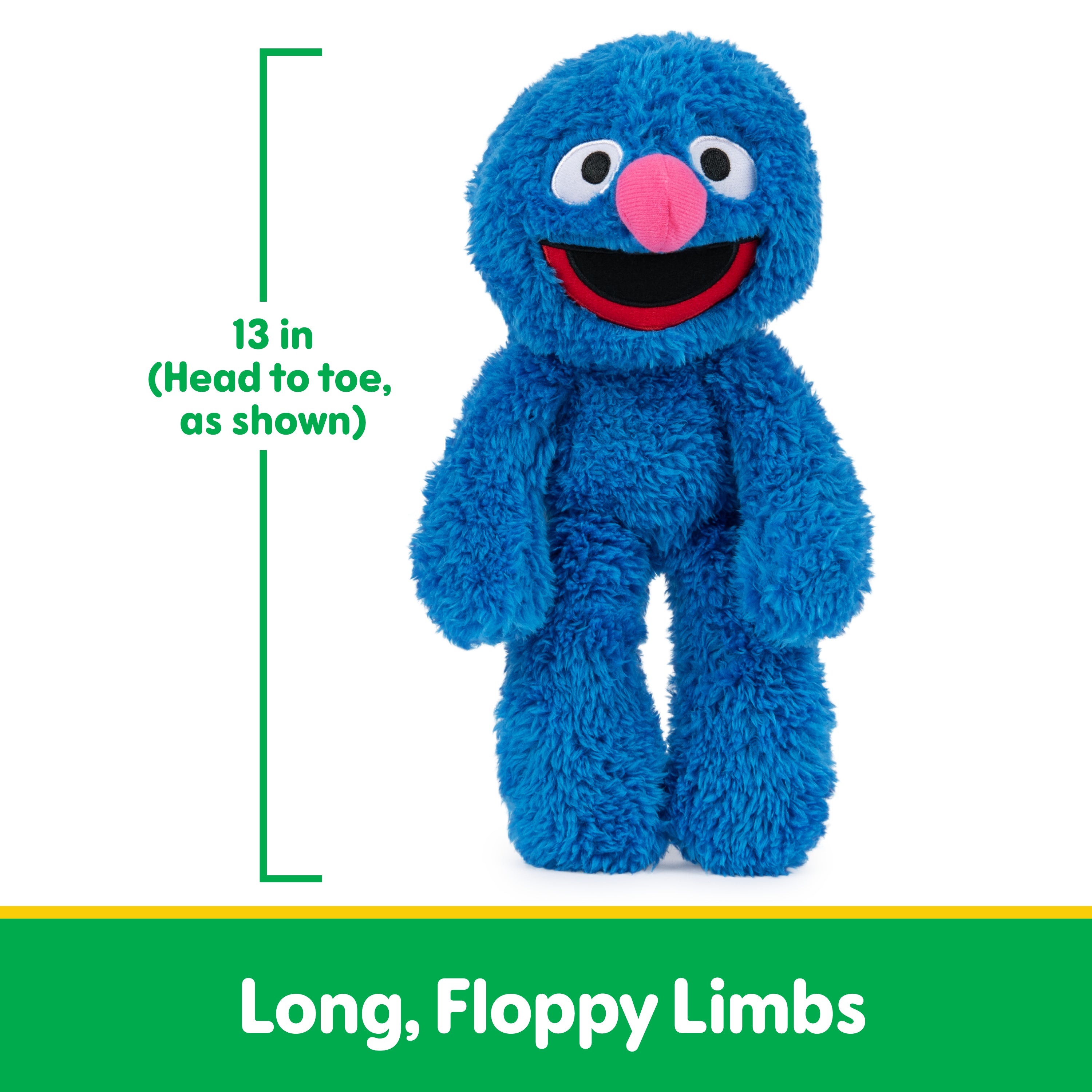 GUND Sesame Street Official Grover Take Along Buddy Plush, Premium Plush Toy for Ages 1 & Up, Blue, 13”