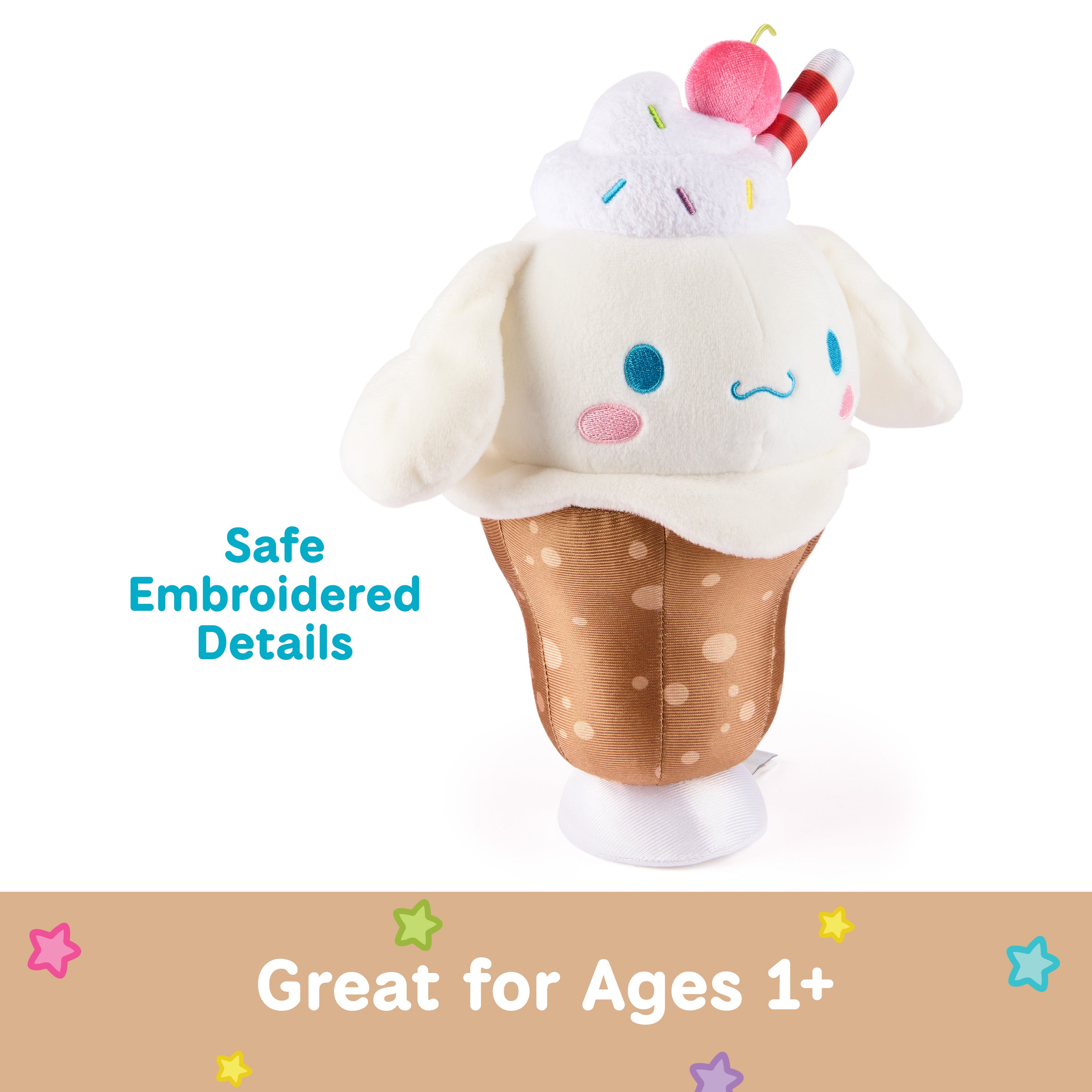 GUND Sanrio Official Hello Kitty and Friends Cinnamoroll Root Beer Float Plush, Collectible Plush Toy, Stuffed Animal for Ages 1 and Up, Pink, 8”