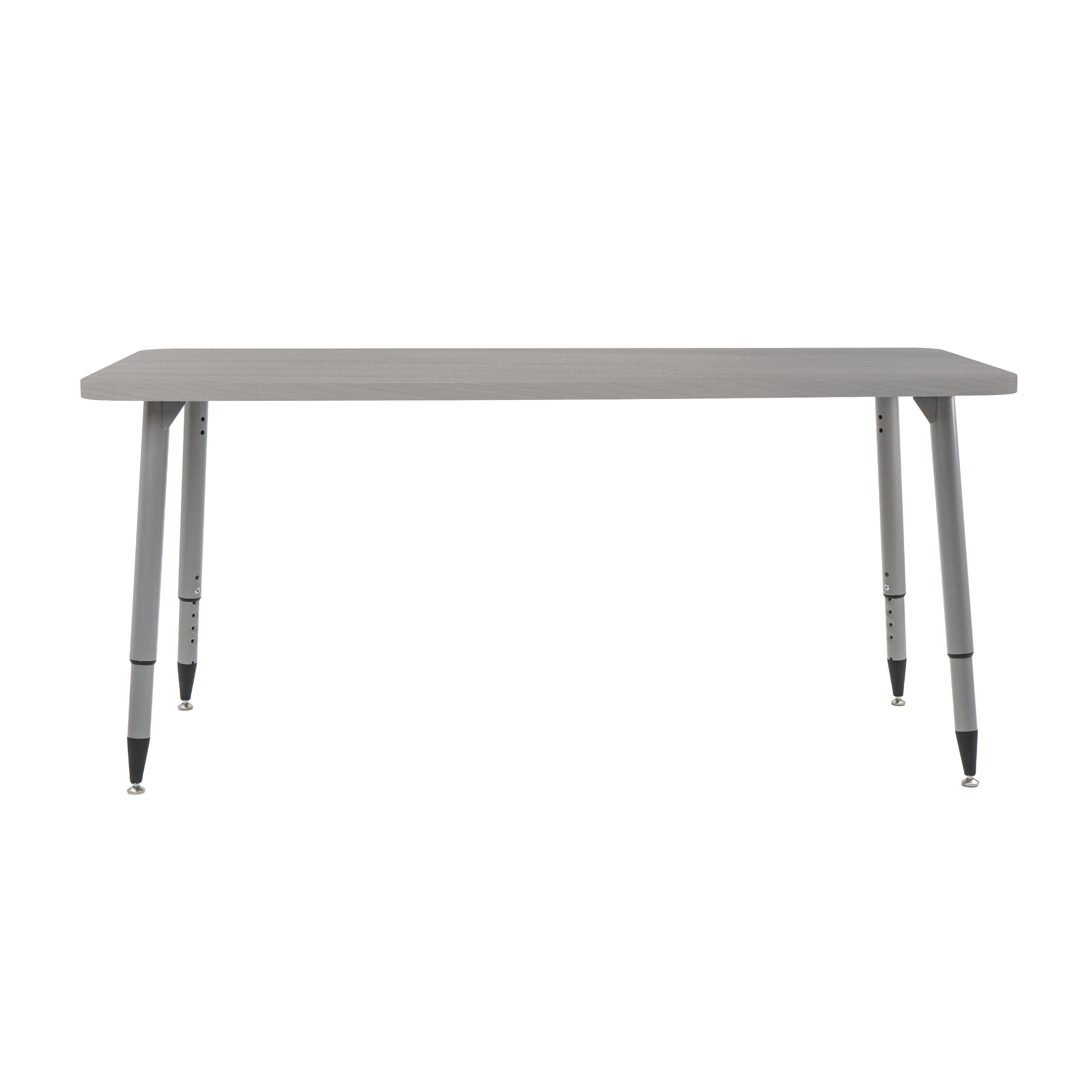 Adapte 30" x 60" Rectangle Woodgrain Activity Table with Adjustable Tapered Legs - Light Gray Wood/Silver