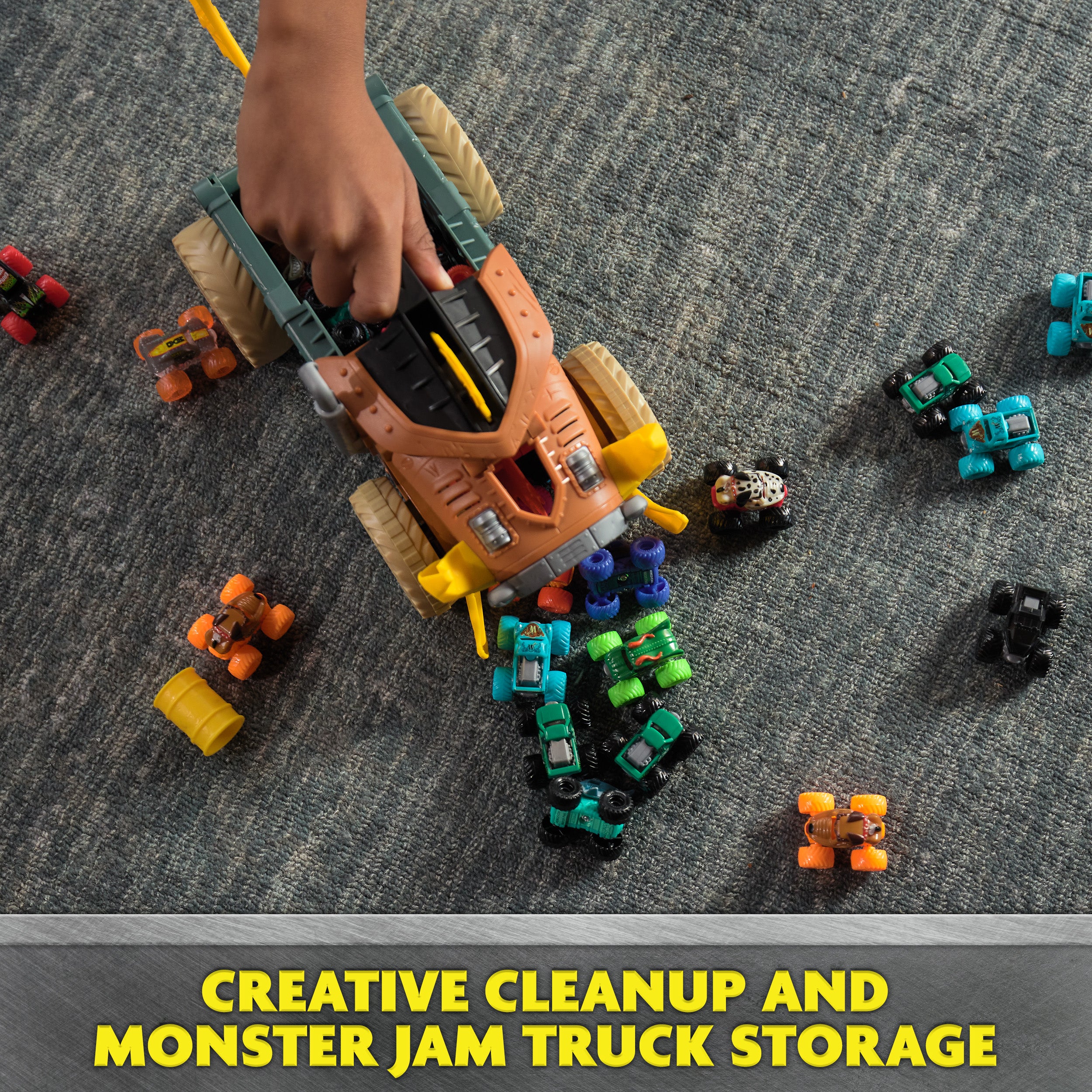 Monster Jam Mini Jam, Megalodon Mad Hog Chomper and Monster Truck, Fun Cleanup and Storage, Kids Toy Gifts for Boys and Girls Ages 3 and Up