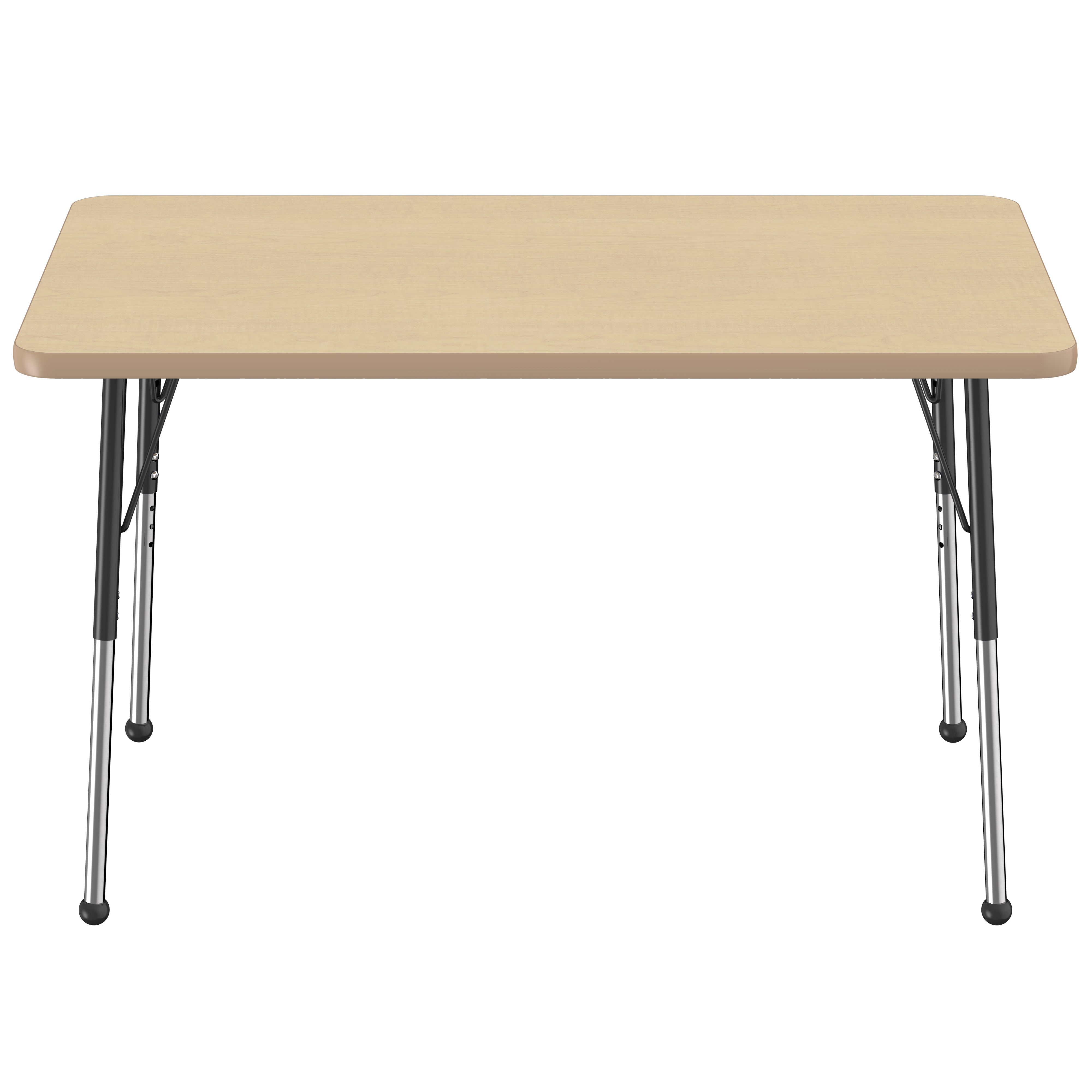 30" x 48" Rectangle Thermofused Activity Table with Adjustable Standard Ball Glide Legs - Maple/Maple/Black