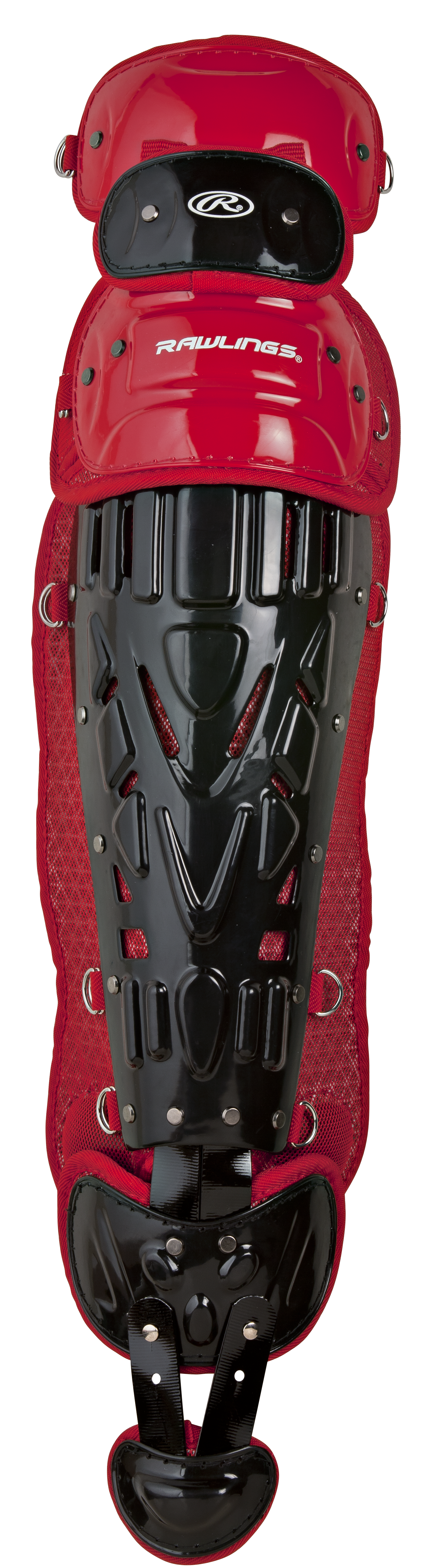 Rawlings Velo 2.0 Adult Catchers Leg Guards - Black/Scarlet