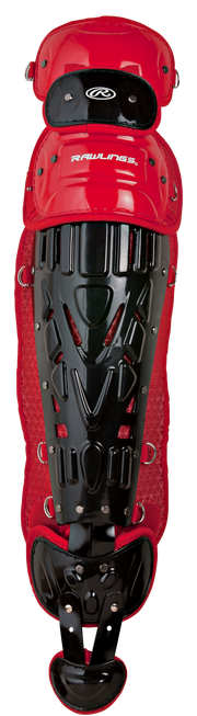 Rawlings Velo 2.0 Adult Catchers Leg Guards - Black/Scarlet