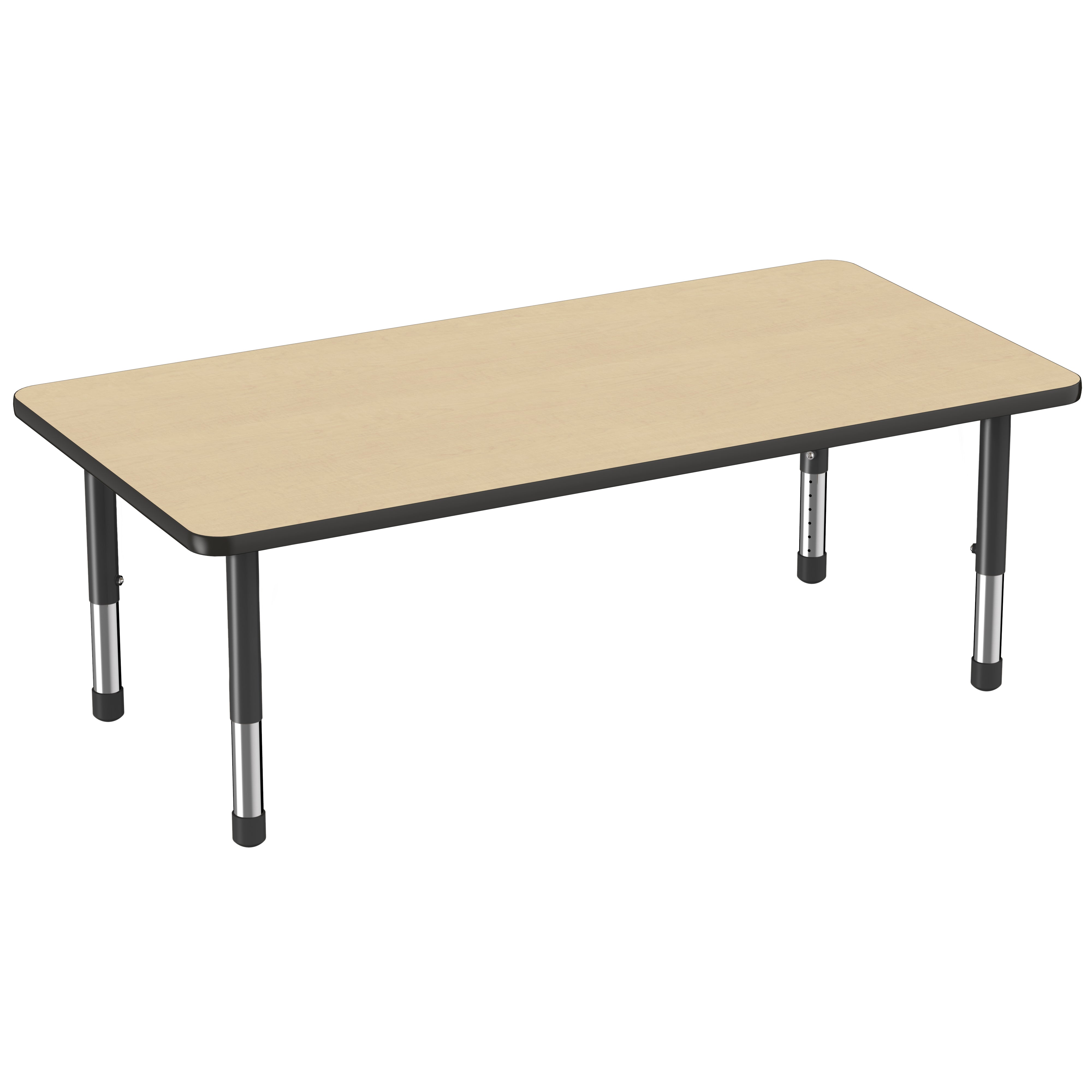 30" x 60" Rectangle Thermofused Activity Table with Adjustable Chunky Legs - Maple/Black