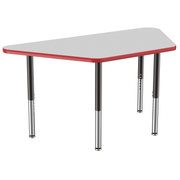 30" x 60" Trapezoid T-Molding Activity Table with Adjustable Super Legs - Gray/Red/Black