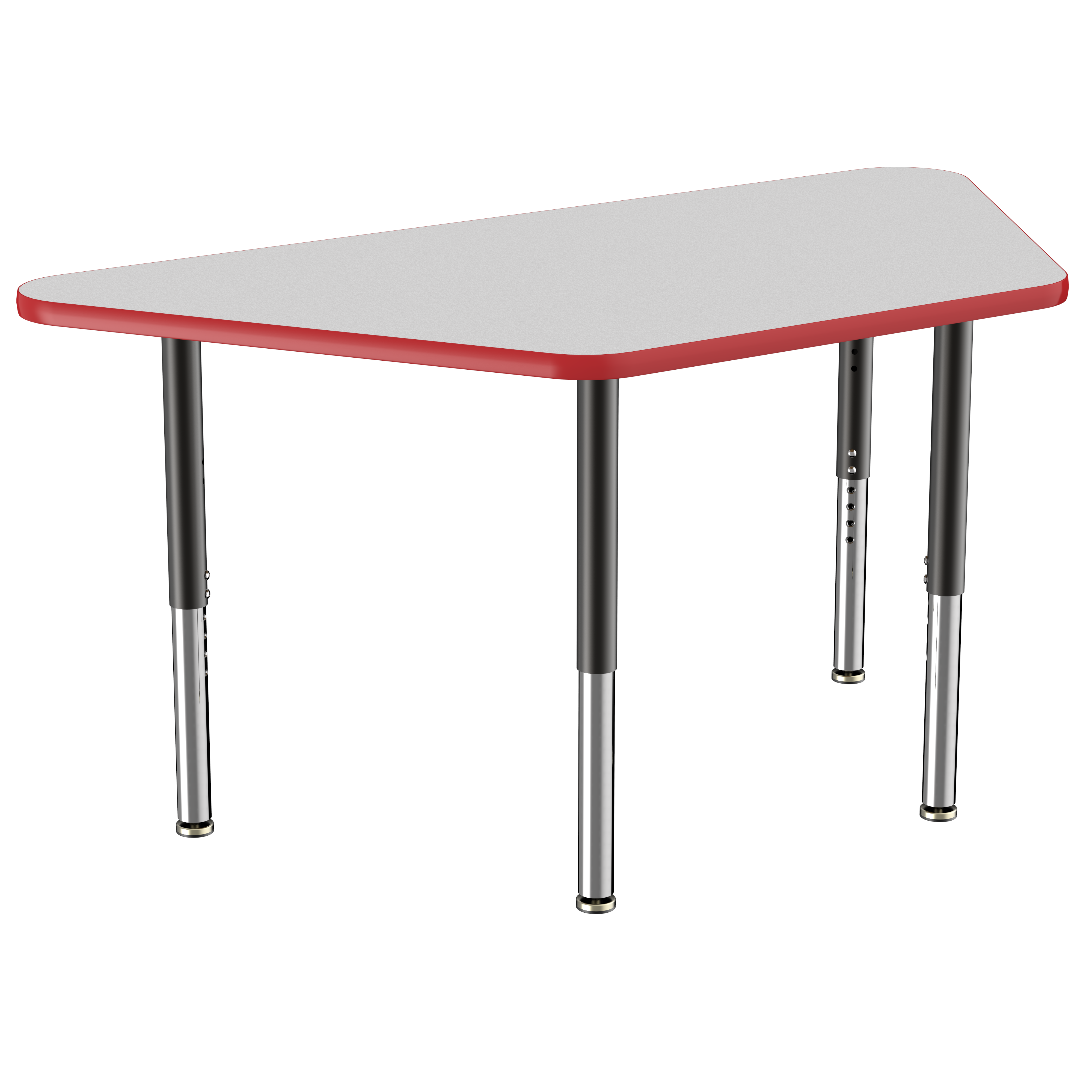 30" x 60" Trapezoid T-Molding Activity Table with Adjustable Super Legs - Gray/Red/Black