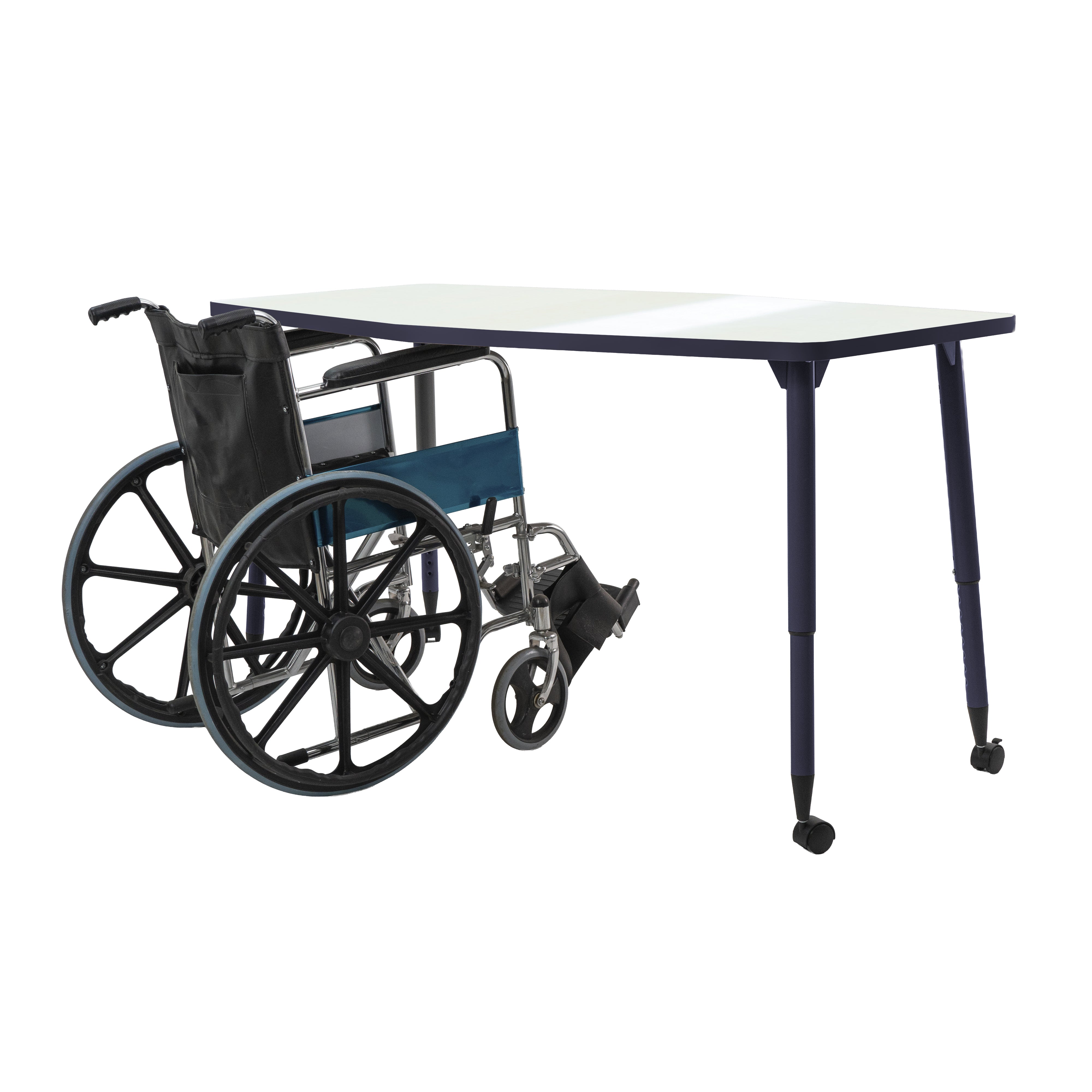 Adapte 34" x 60" Long Hexagon Dry-Erase Activity Table with Adjustable Tapered Legs - Whiteboard/Navy