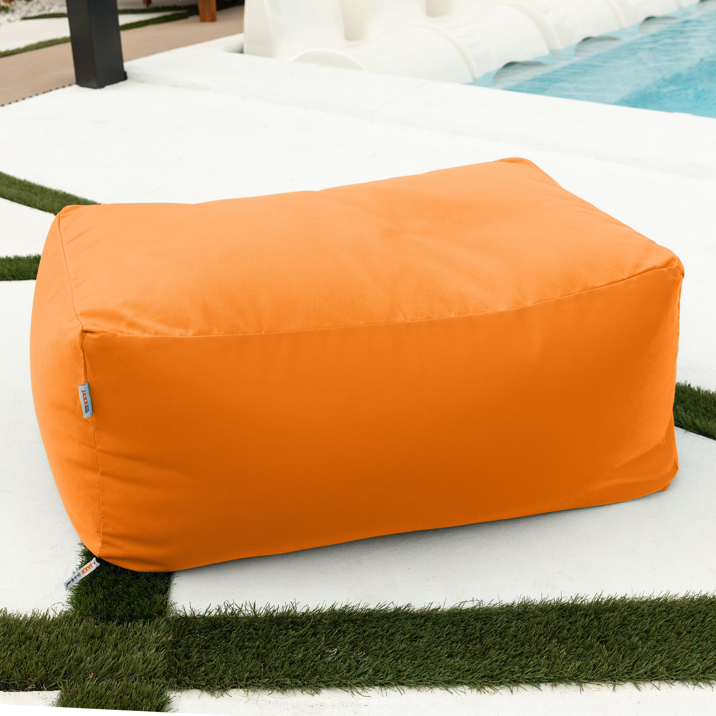 Jaxx Tybee Large Outdoor Ottoman (Ottoman Only) - Sunbrella - Sunbrella Tangerine
