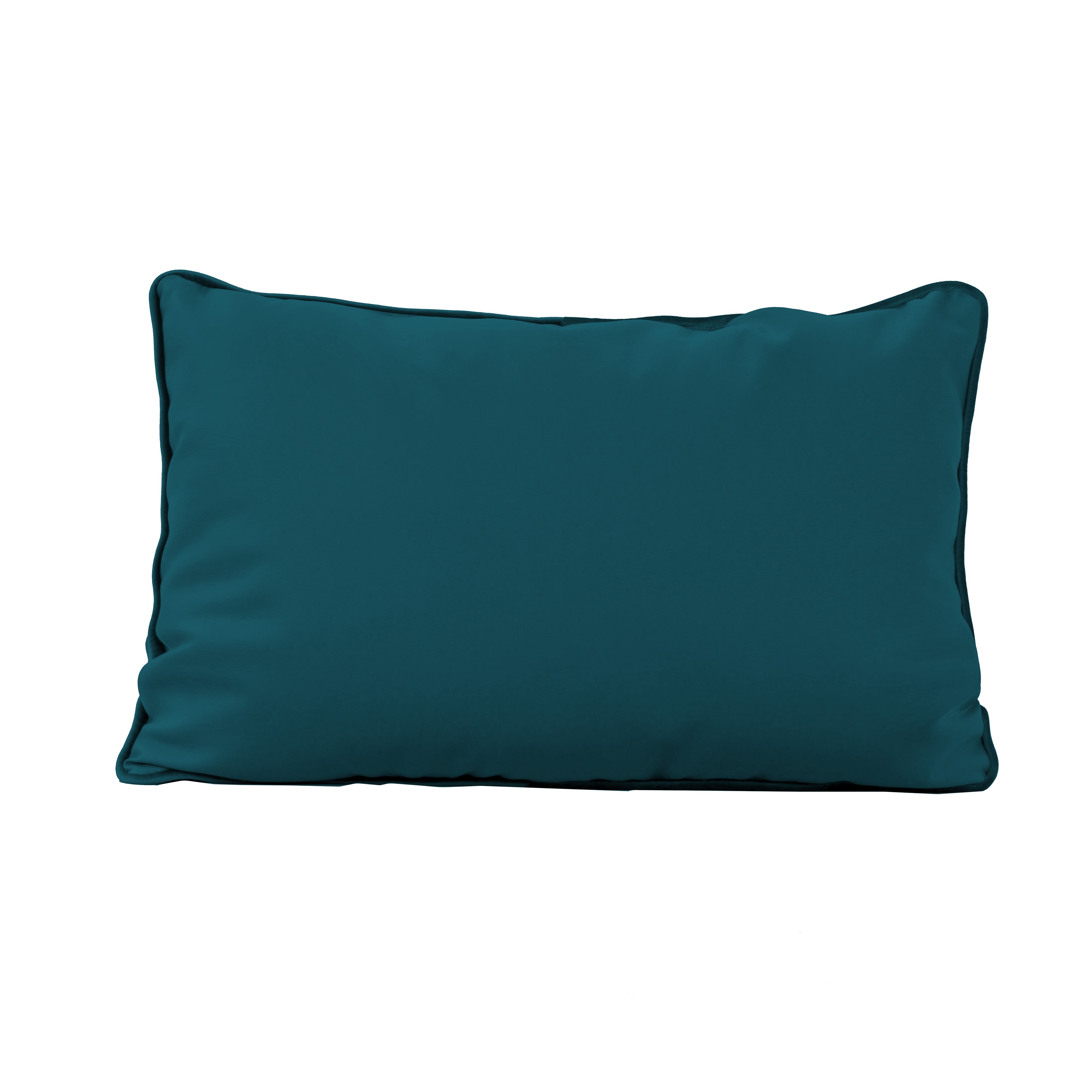 16" x 24" Rectangle Lumbar Microfiber and Faux Leather Pillow with Piping, 2-Piece - Peacock