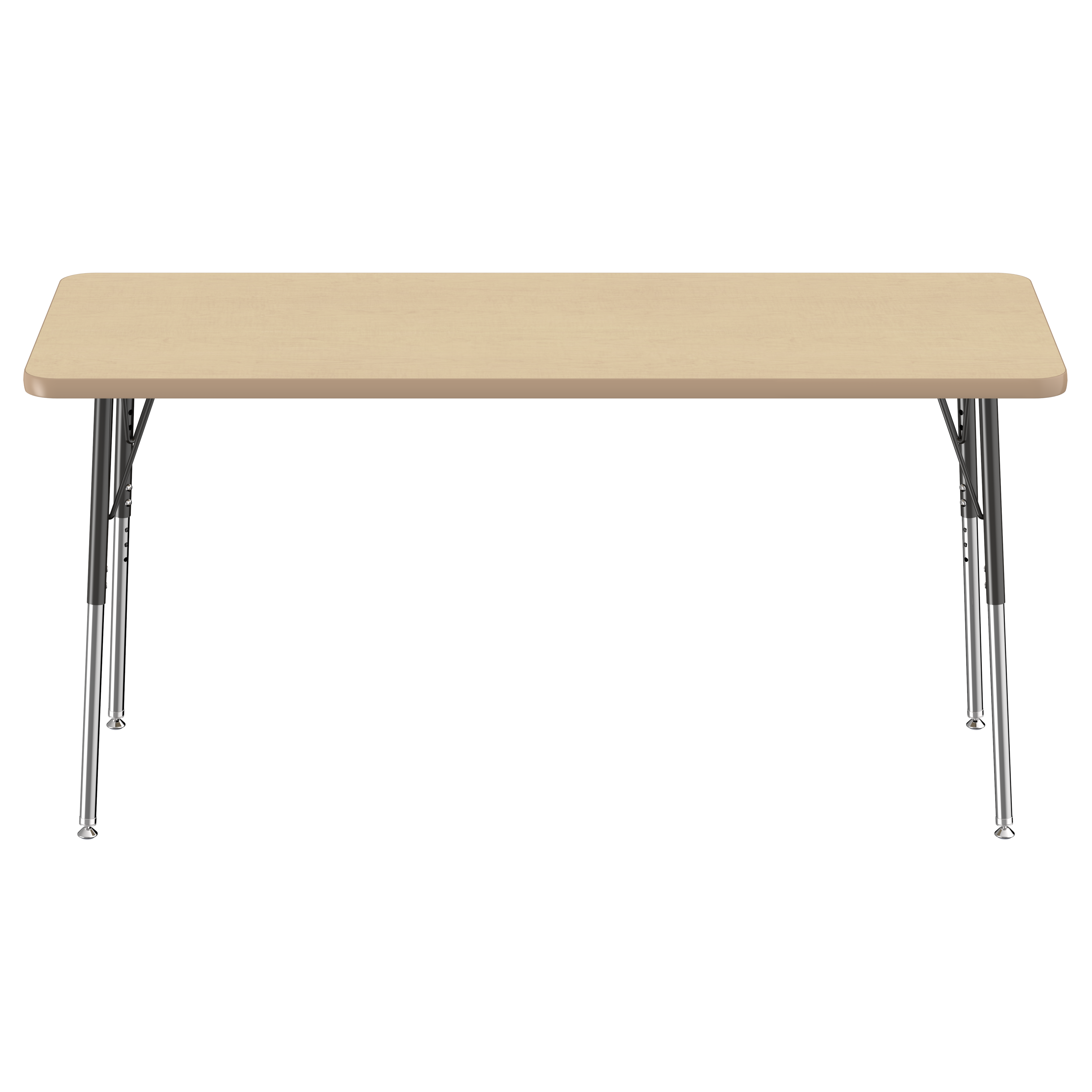 24" x 60" Rectangle T-Molding Activity Table with Adjustable Standard Swivel Glide Legs - Maple/Maple/Black