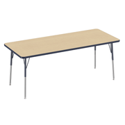 30" x 72" Rectangle T-Molding Activity Table with Adjustable Standard Swivel Glide Legs - Maple/Navy