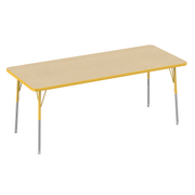 30" x 72" Rectangle T-Molding Activity Table with Adjustable Standard Swivel Glide Legs - Maple/Yellow