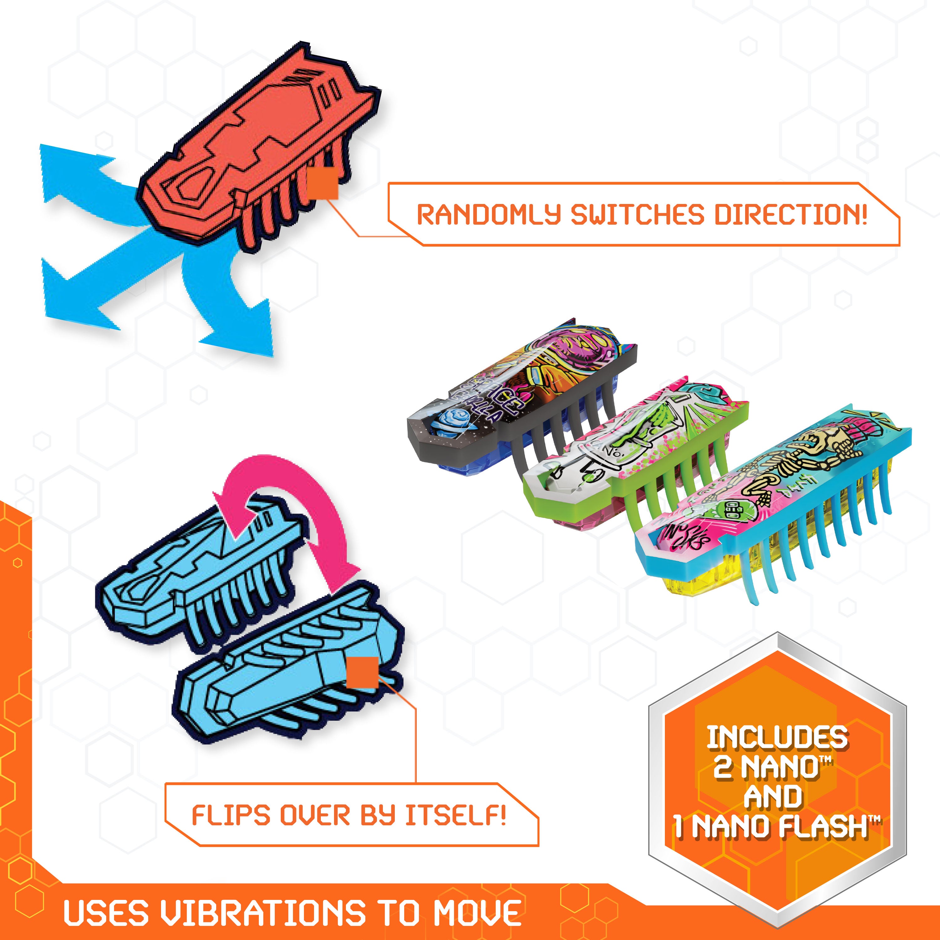 HEX BOTS Nano Land, Sensory Toys for Kids & Cats with Over 40 Pieces & 3 Nano Bots, Toy Playsets & Mini Robot Toy for Kids Ages 3 & Up, Batteries Included