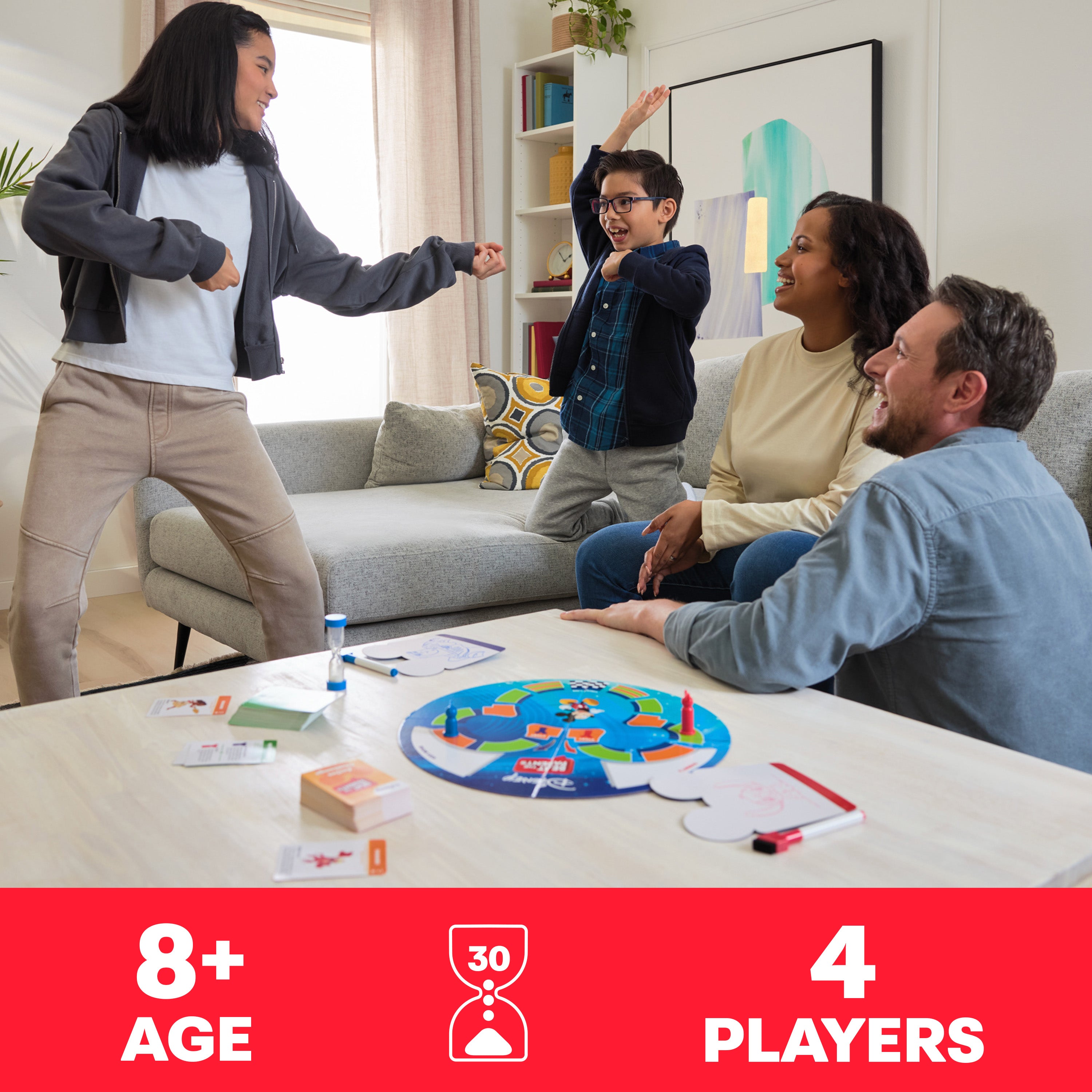 Spin Master Games, Beat the Parents Disney Edition, Kids vs. Parents Family Board Game, Up-and-Active Trivia & Challenges, Disney Games, 4 Players, for Ages 8 & Up