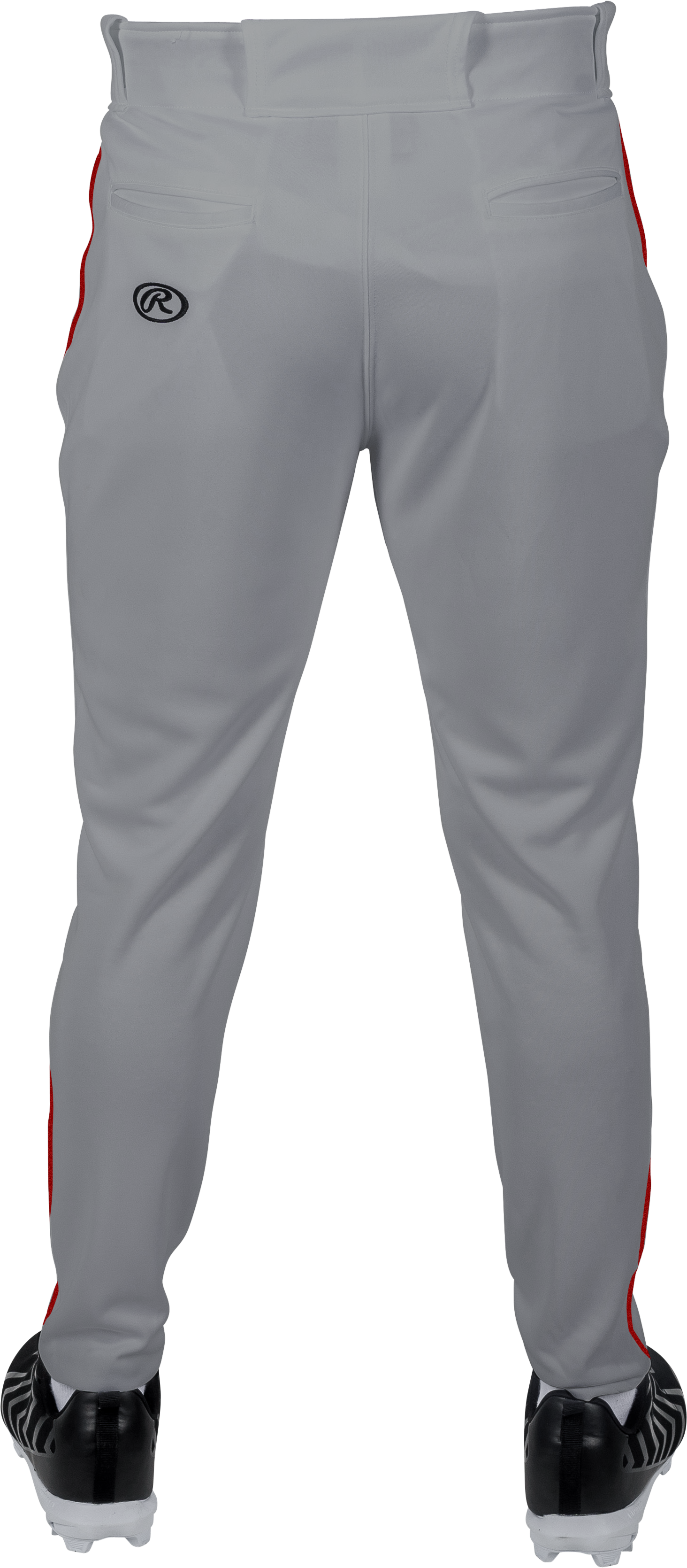 Rawlings Adult Plated Piped Pro Taper Fit Pant - Small - Blue Gray/Scarlet