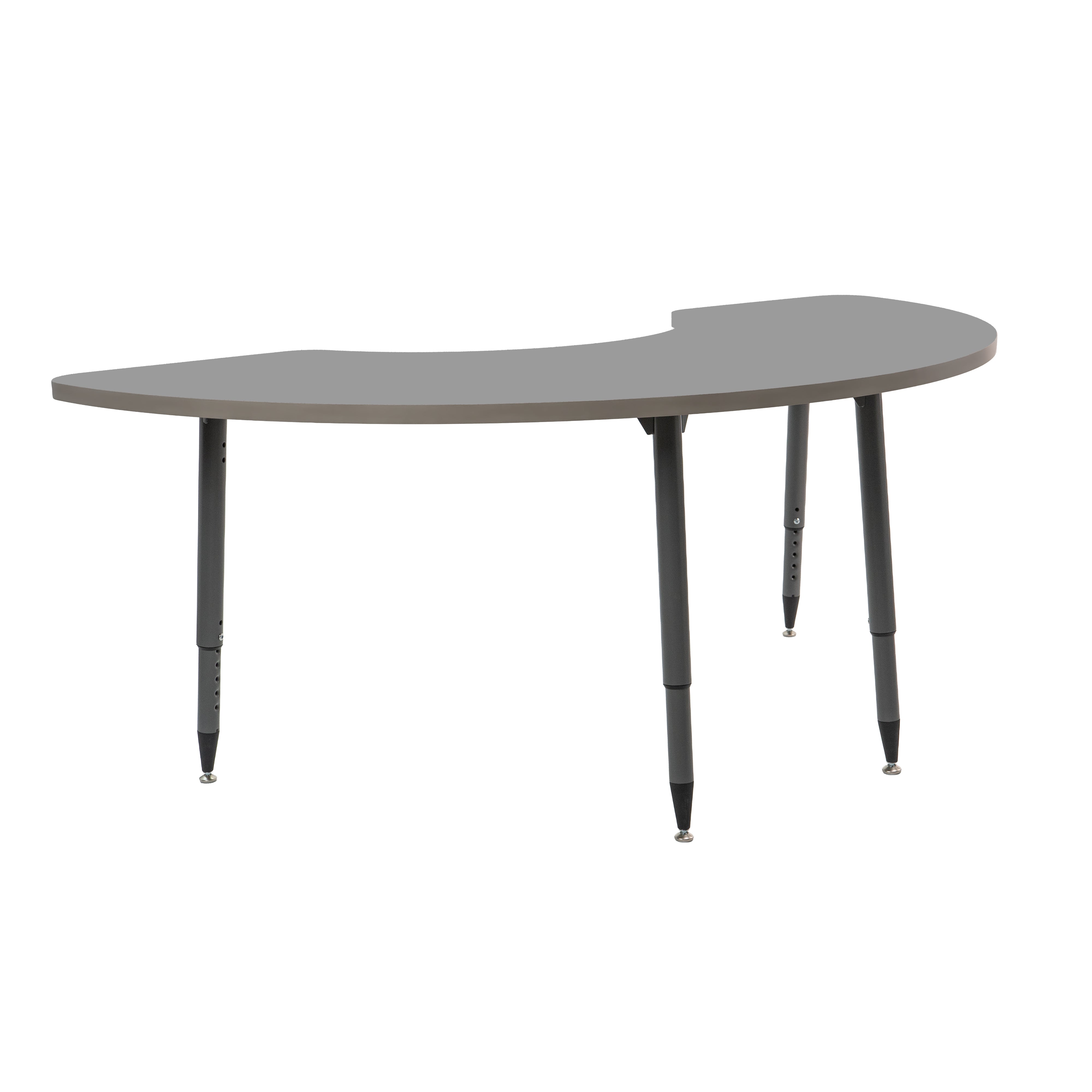 Adapte 36" x 72" Half Moon Thermofused Activity Table with Adjustable Tapered Legs - North Sea/North Sea