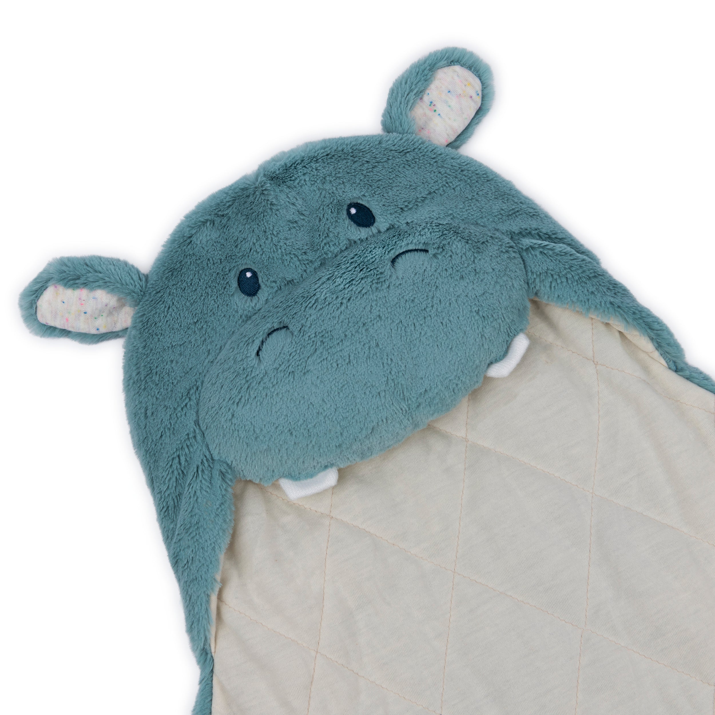 Baby GUND Oh So Snuggly Hippo Blanket Wrap, Plush Hooded Baby Blanket Wrap for Newborns, Blue/Cream, 26”