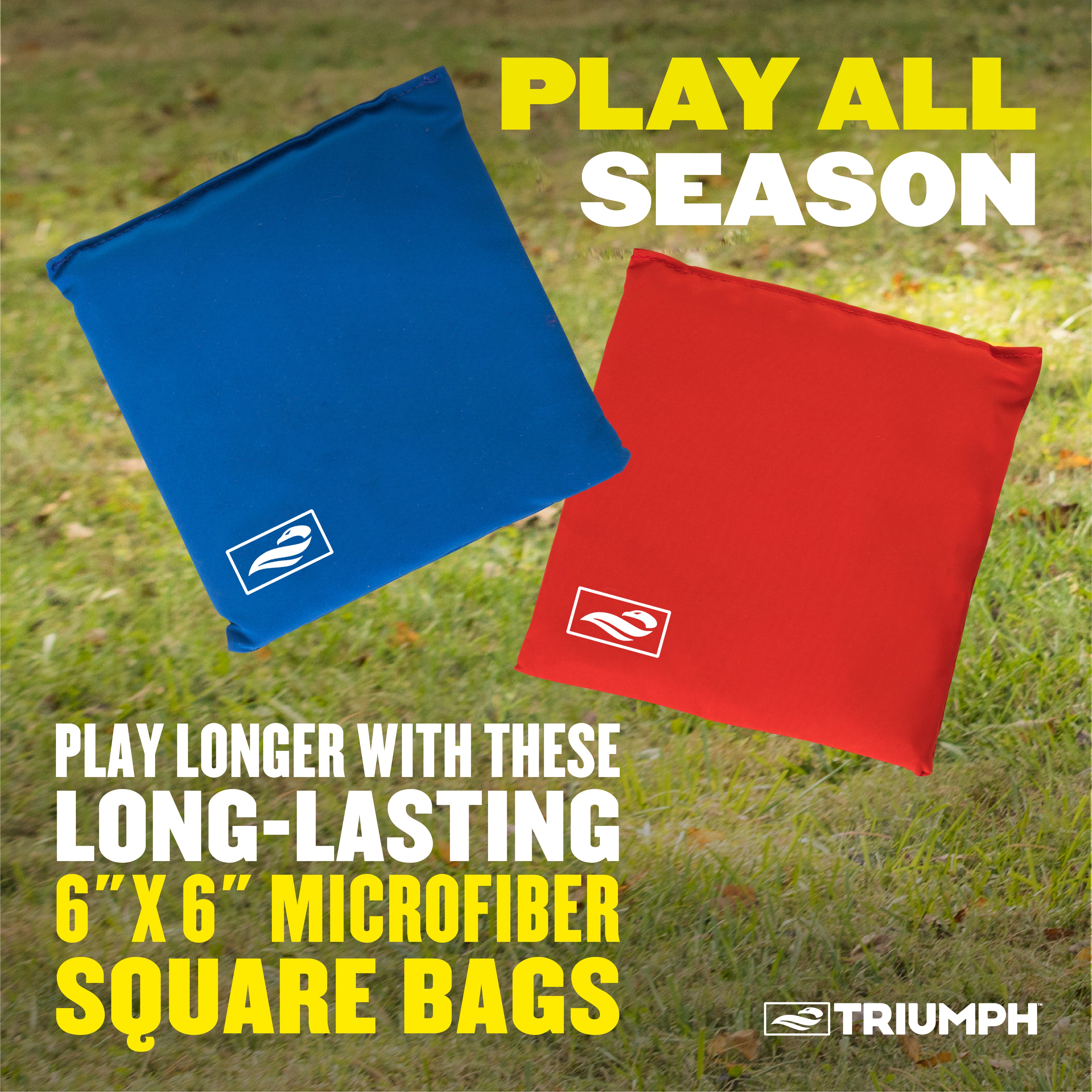 Triumph 8-Pack 6" x 6" 12.5 oz, Microfiber Bean Bags With Tub, Red And Blue