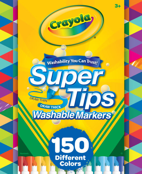 Crayola Super Tips Marker Set (150ct), 2-in-1 Fine Point & Broad Line Markers for Kids, Colored Markers for Coloring Books, Gifts, 3+
