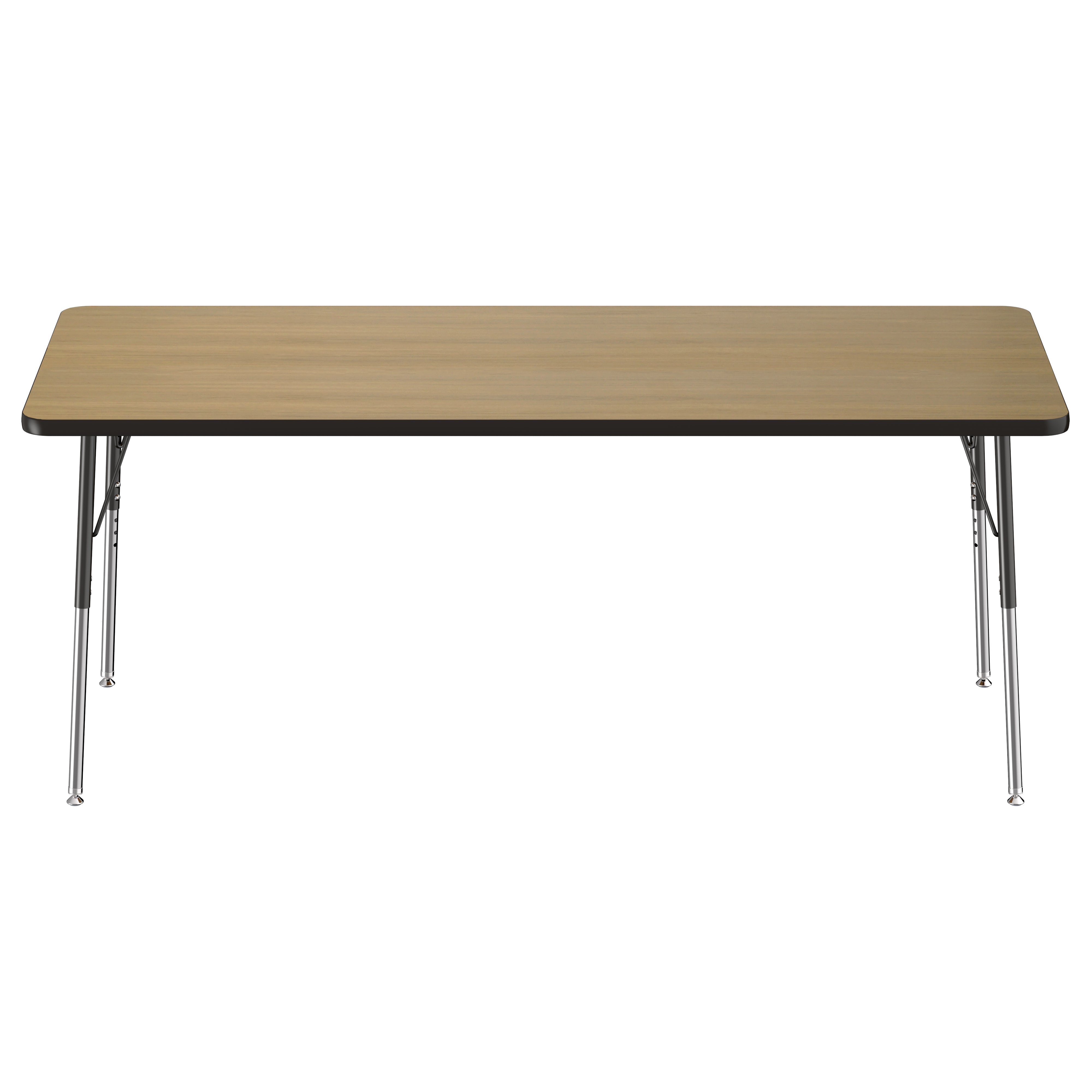 30" x 72" Rectangle Thermofused Activity Table with Adjustable Standard Swivel Glide Legs - Pasadena Oak/Black