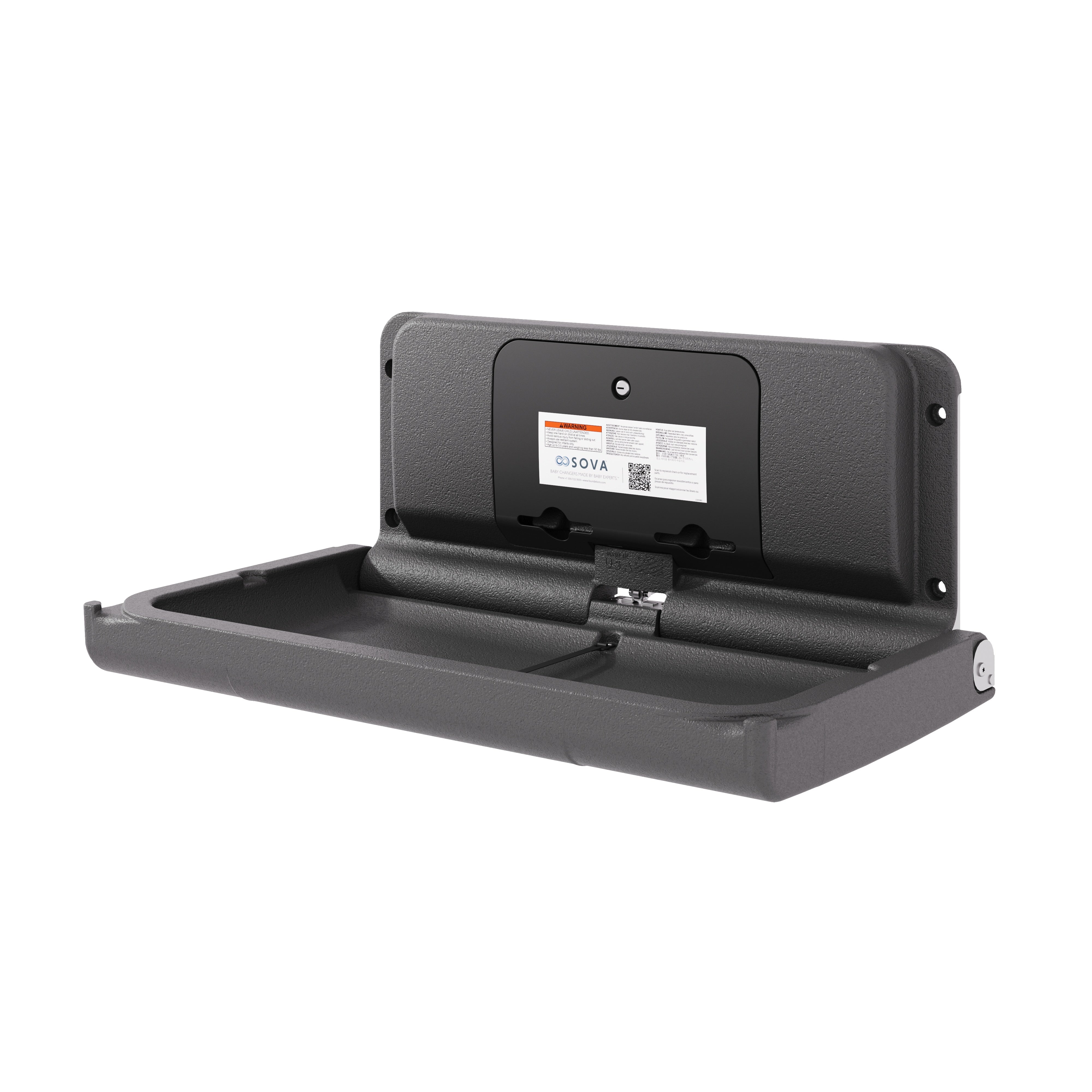 Span Horizontal Baby Changing Station w/ EZ Mount™ Backer Plate - Dark Gray