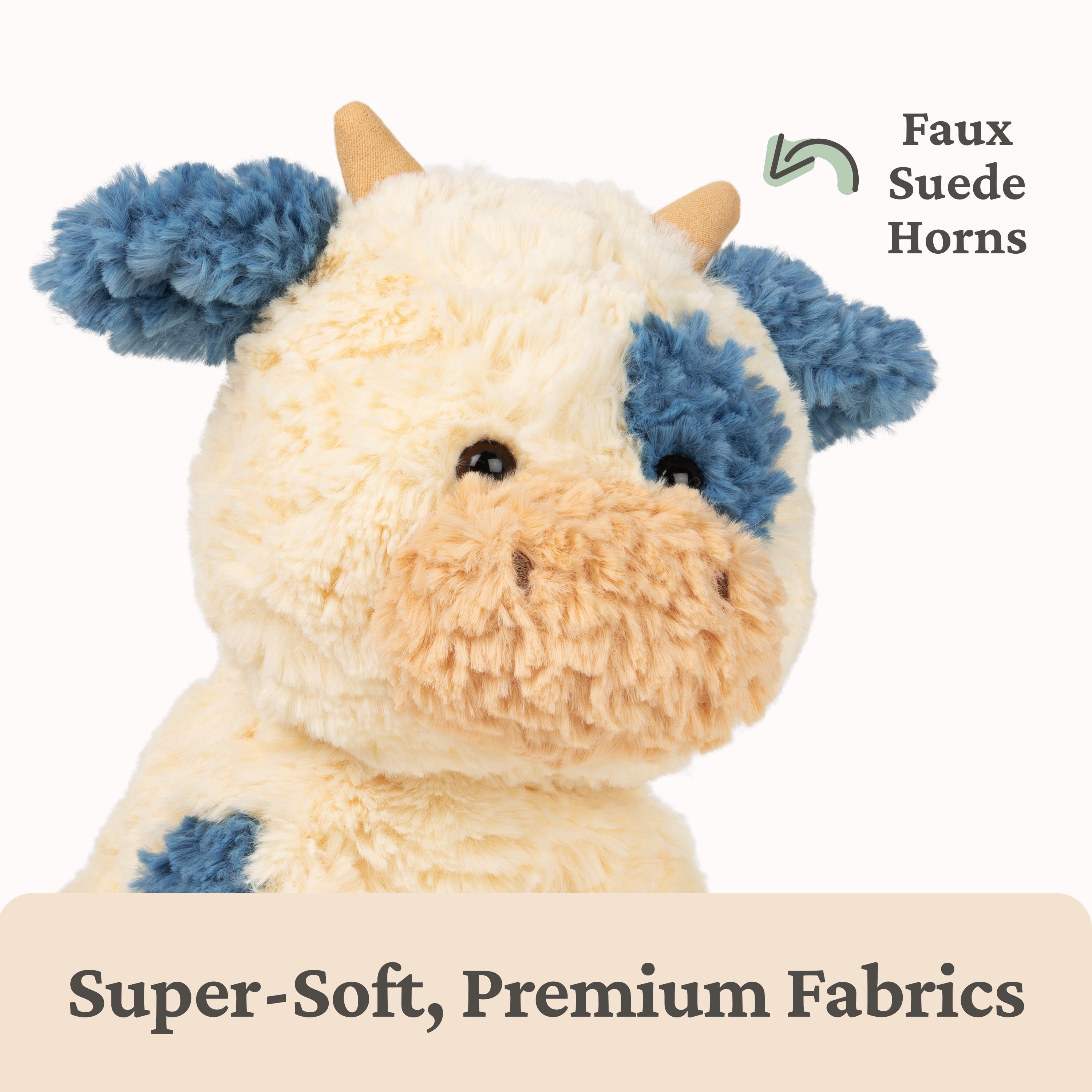 GUND Cozys Collection Cow, Stuffed Animal for Ages 1 and Up, Spring Decor Plush Toy, Cream/Blue, 10”