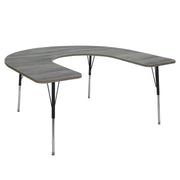 60" x 66" Horseshoe La Madera Activity Table with Standard Legs - Light Gray Wood/Black