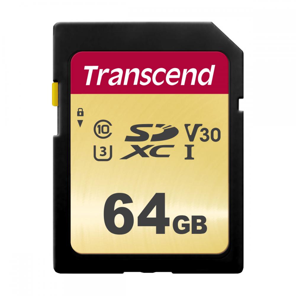 Transcend 64GB 500S SDXC UHS-I Class 10 U3 V30 4K Memory Card