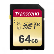 Transcend 64GB 500S SDXC UHS-I Class 10 U3 V30 4K Memory Card