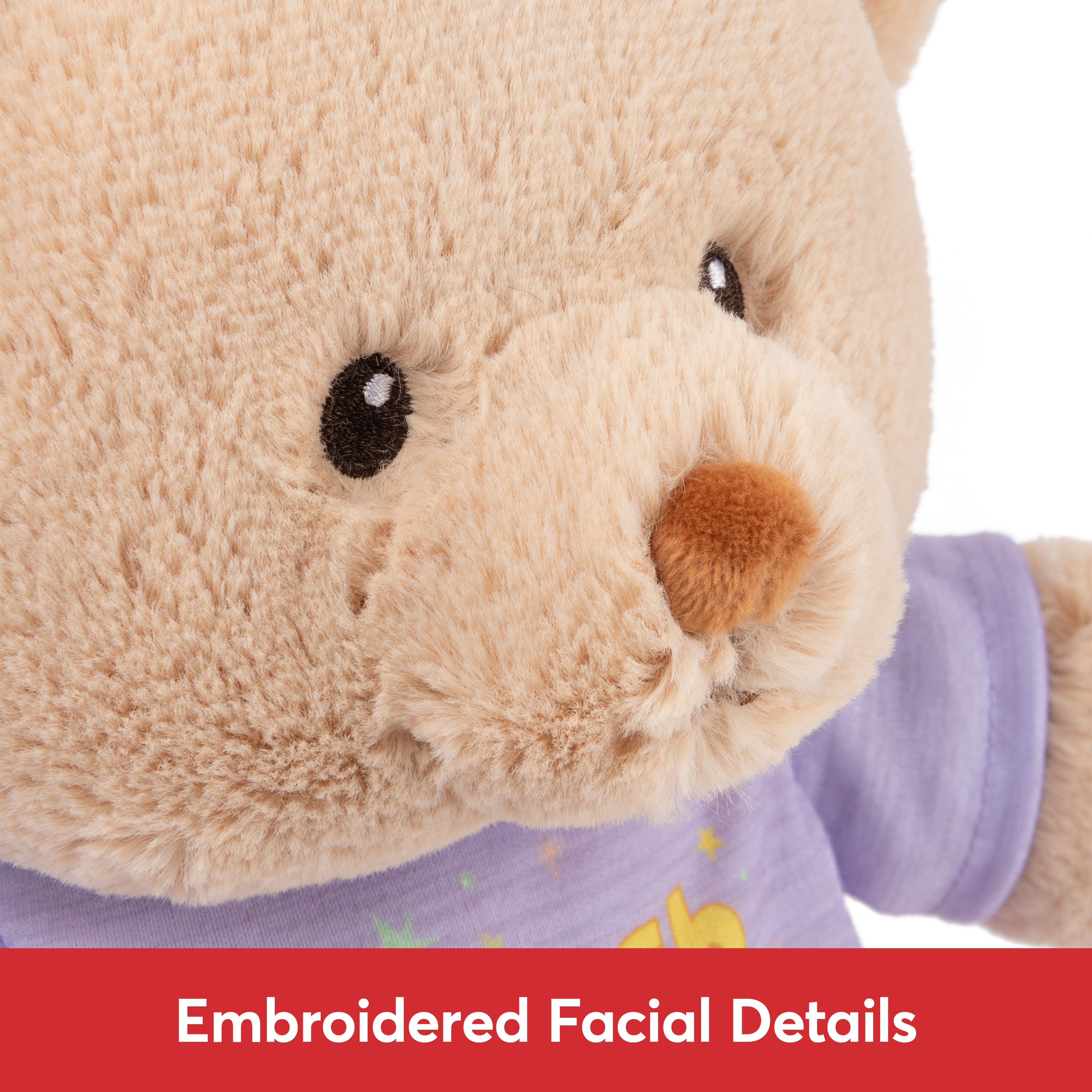 GUND “Reach for the Stars” Sustainable Message Bear with Purple T-Shirt, Teddy Bear Made from 100% Recycled Materials for Ages 1 and Up, Tan, 12”