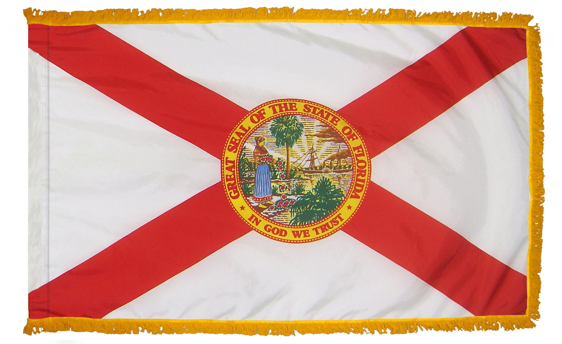 Florida State Flag 4x6 ft. Nylon with Pole Sleeve and Gold Fringe for Parades, and Indoor Display