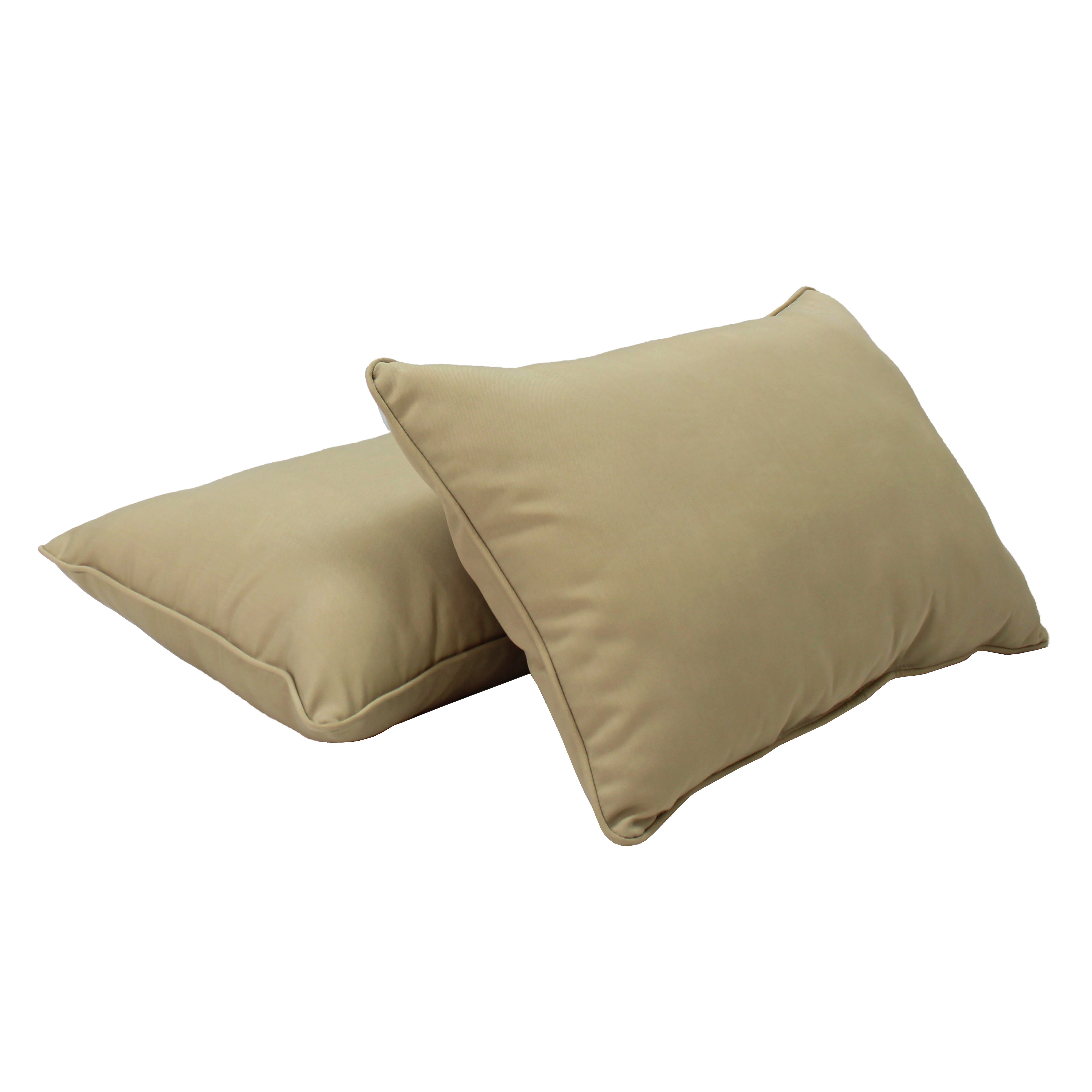Presidio 16" x 24" Lumbar Indoor/Outdoor Pillow with Piping, 2-Piece - Beige Sand