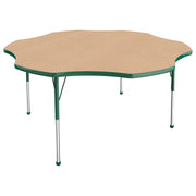 60" x 60" Flower T-Molding Activity Table with Adjustable Standard Ball Glide Legs - Maple/Green