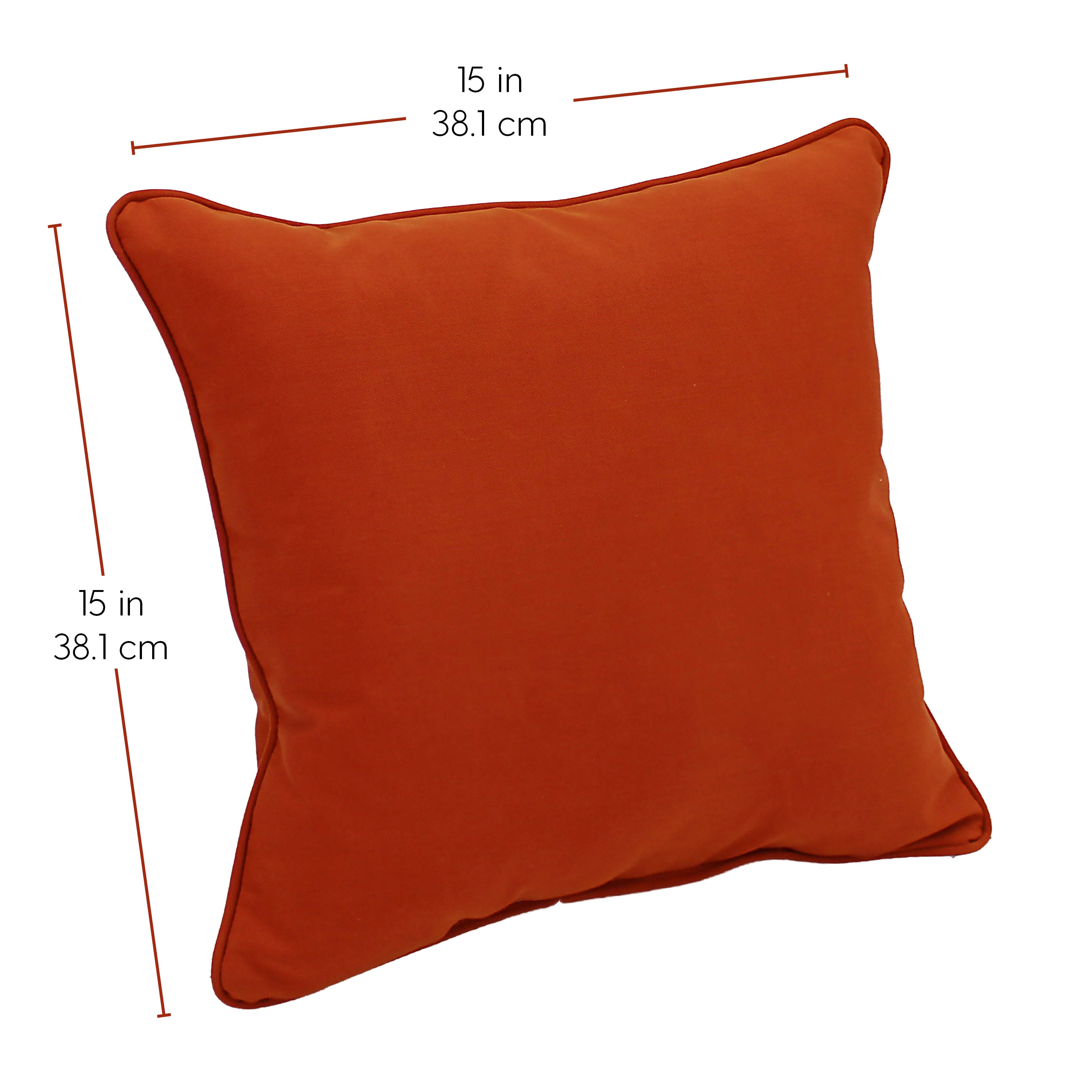 Presidio 15" x 15" Square Indoor/Outdoor Pillow with Piping, 2-Piece - Burnt Orange